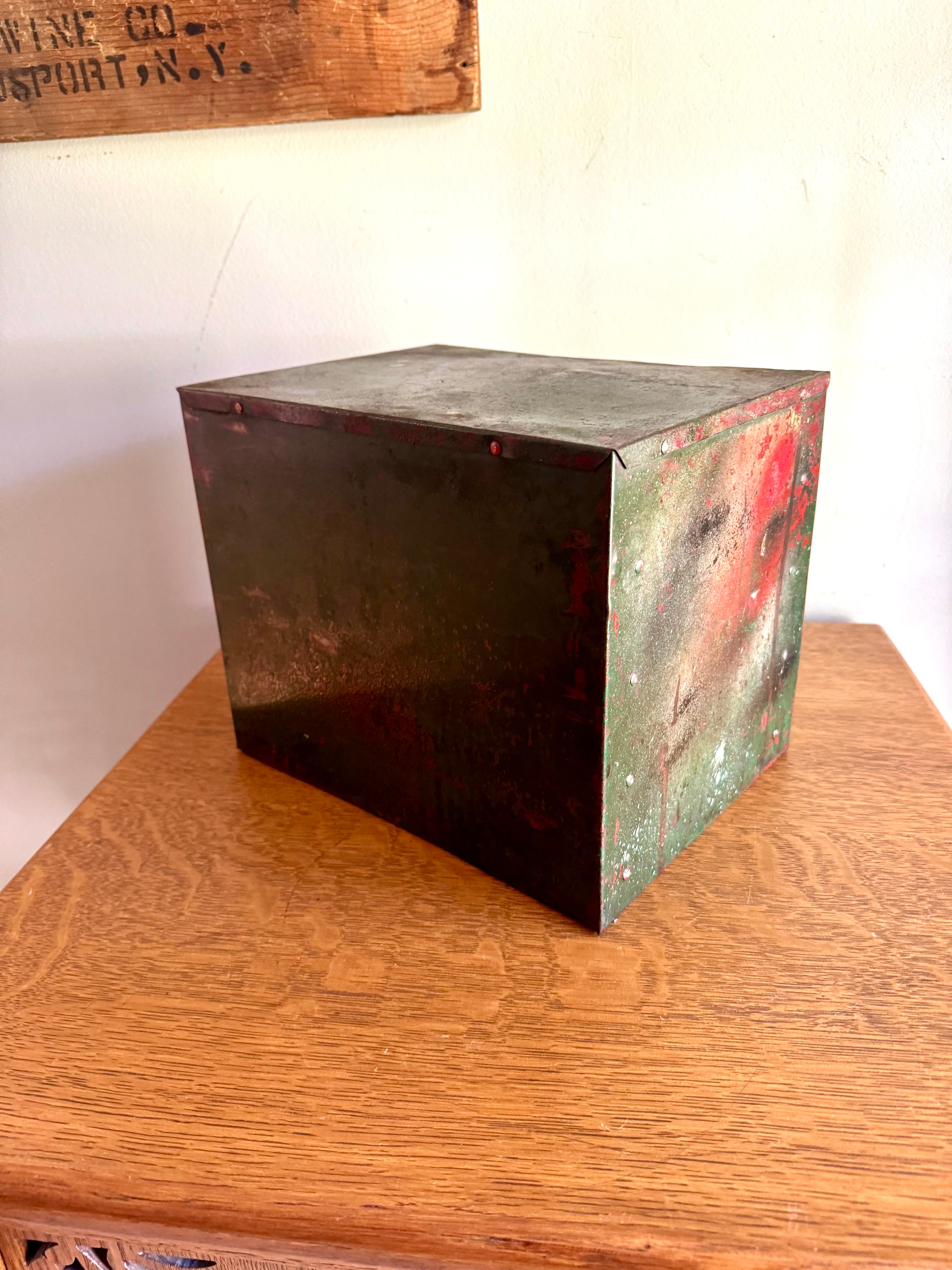 Vintage Distressed Weatherhead Original Equipment Fittings Cabinet | Rustic Metal 4 Drawer Organizer | Small Industrial 4 Drawer Parts Bin
