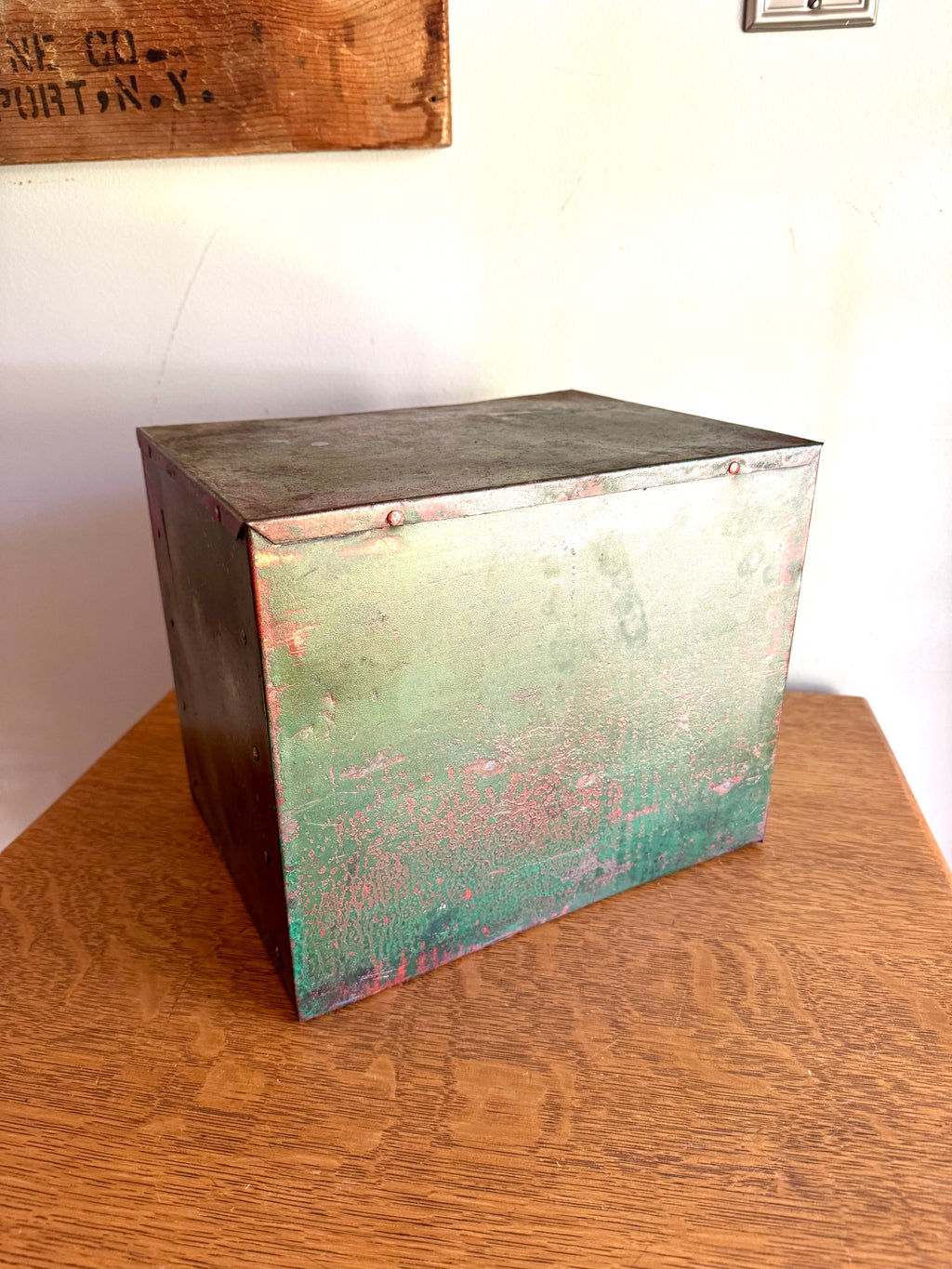 Vintage Distressed Weatherhead Original Equipment Fittings Cabinet | Rustic Metal 4 Drawer Organizer | Small Industrial 4 Drawer Parts Bin