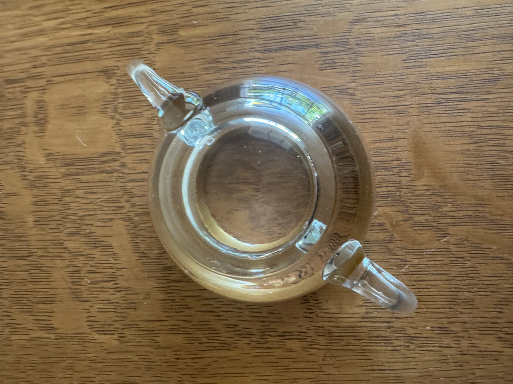 Vintage Dorothy Thorpe Style Glass Sugar Creamer Set ~ West Virginia Glass Midas Gold Band 60s MCM Creamer Set