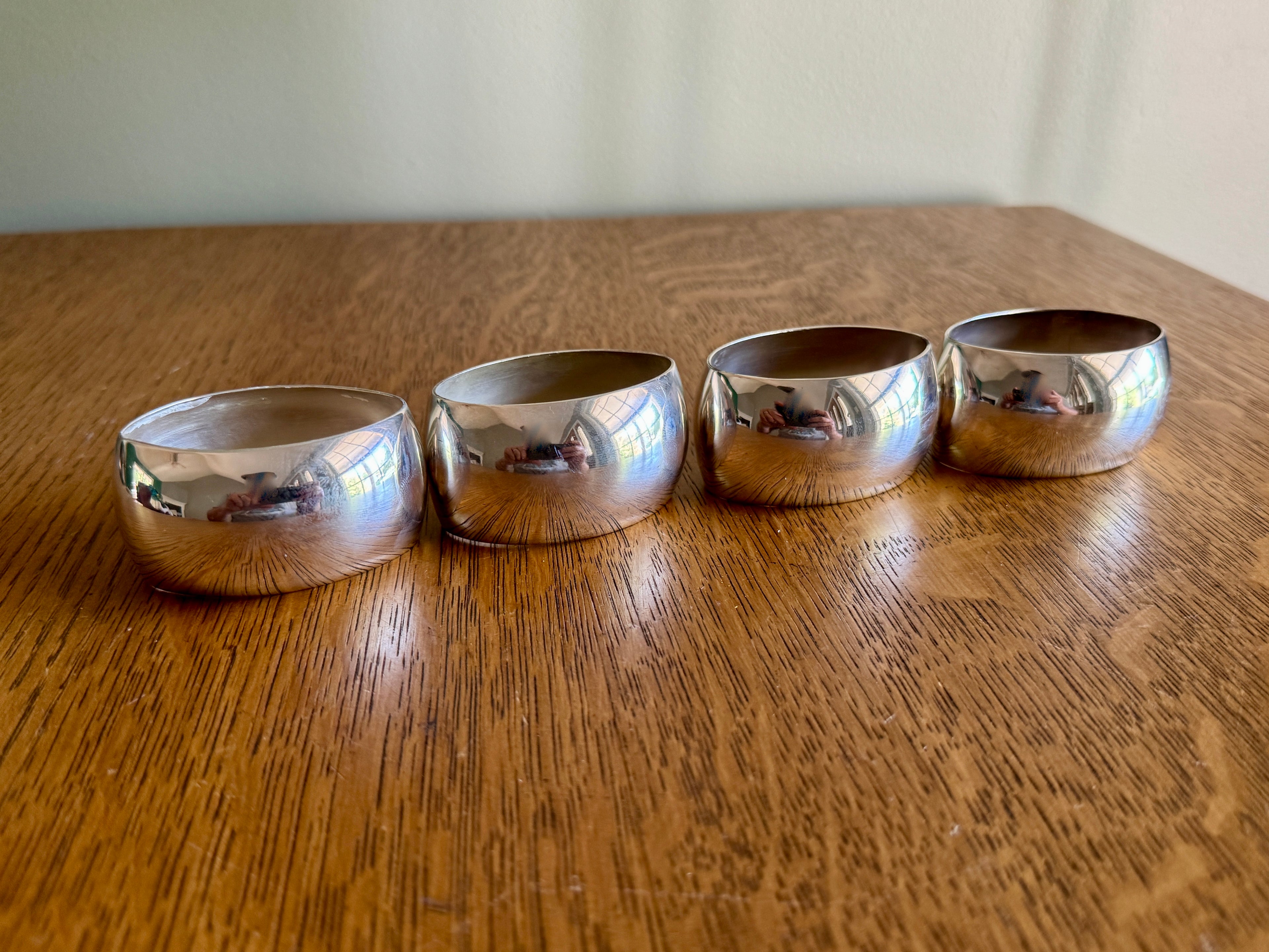 Vintage Silver Plated Oval Napkin Rings, Set of 4 Polished Napkin Holders ~ 3 Sets Available