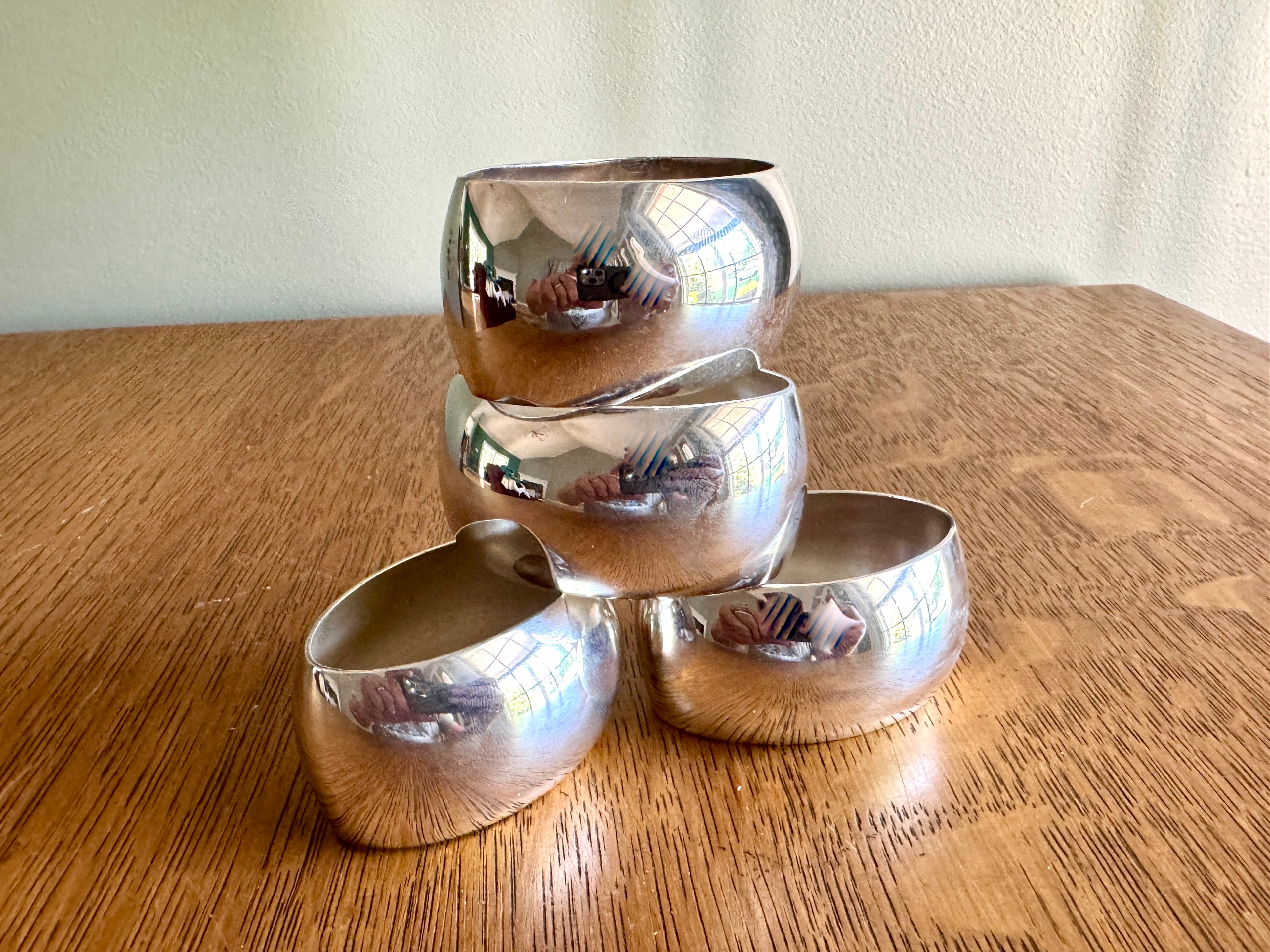 Vintage Silver Plated Oval Napkin Rings, Set of 4 Polished Napkin Holders ~ 3 Sets Available