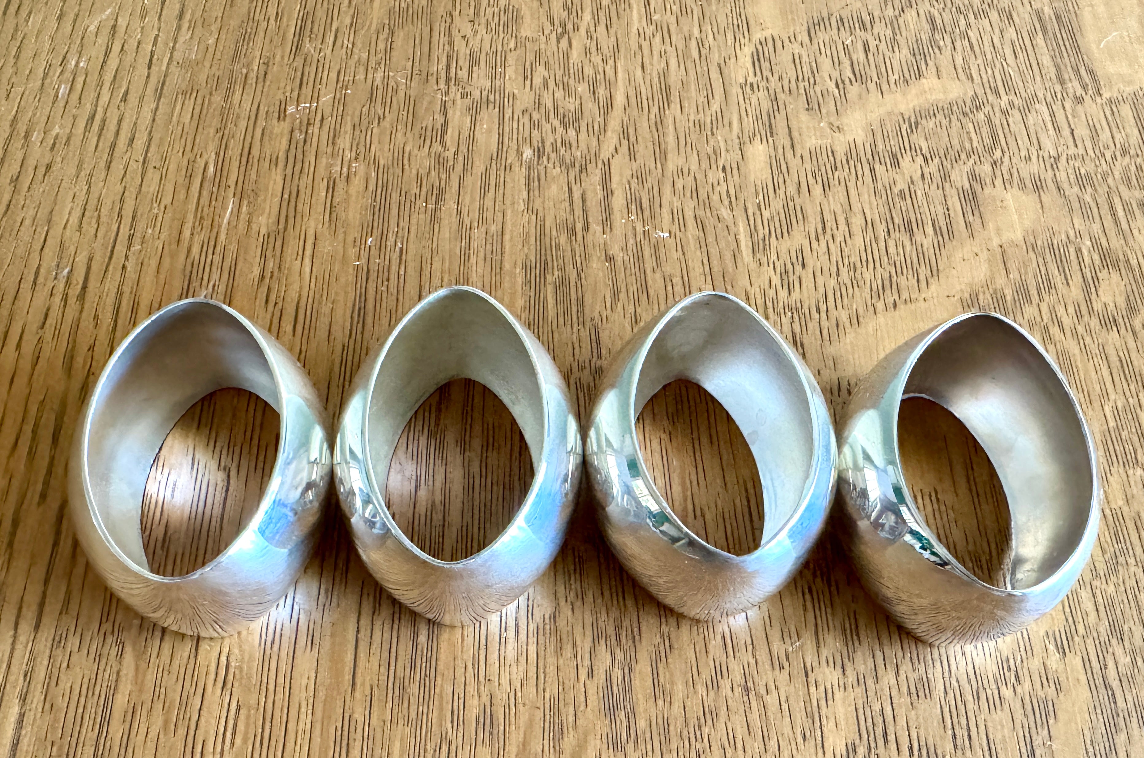 Vintage Silver Plated Oval Napkin Rings, Set of 4 Polished Napkin Holders ~ 3 Sets Available