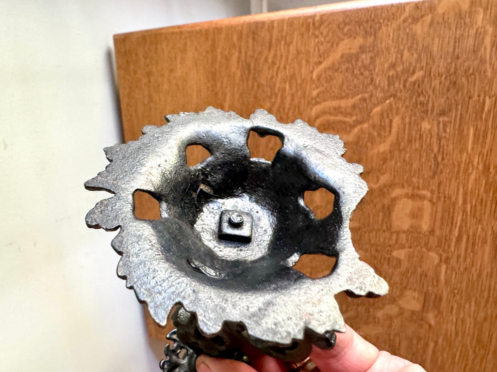 Antique Pair of Cast Iron Gothic Griffon Candle Holders| Oriental Dragon Metalware Candlestick Holders| Art Nouveau Black Cast Iron Griffons