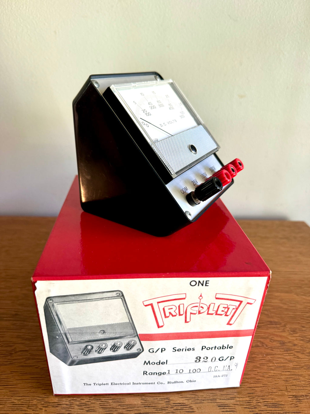 Vintage Triplett Portable DC Volt Meter | D.C. Volt Meter in Original Box | Vintage Analog Volt Gauge | Triplett Model 320 DC Voltage Gauge