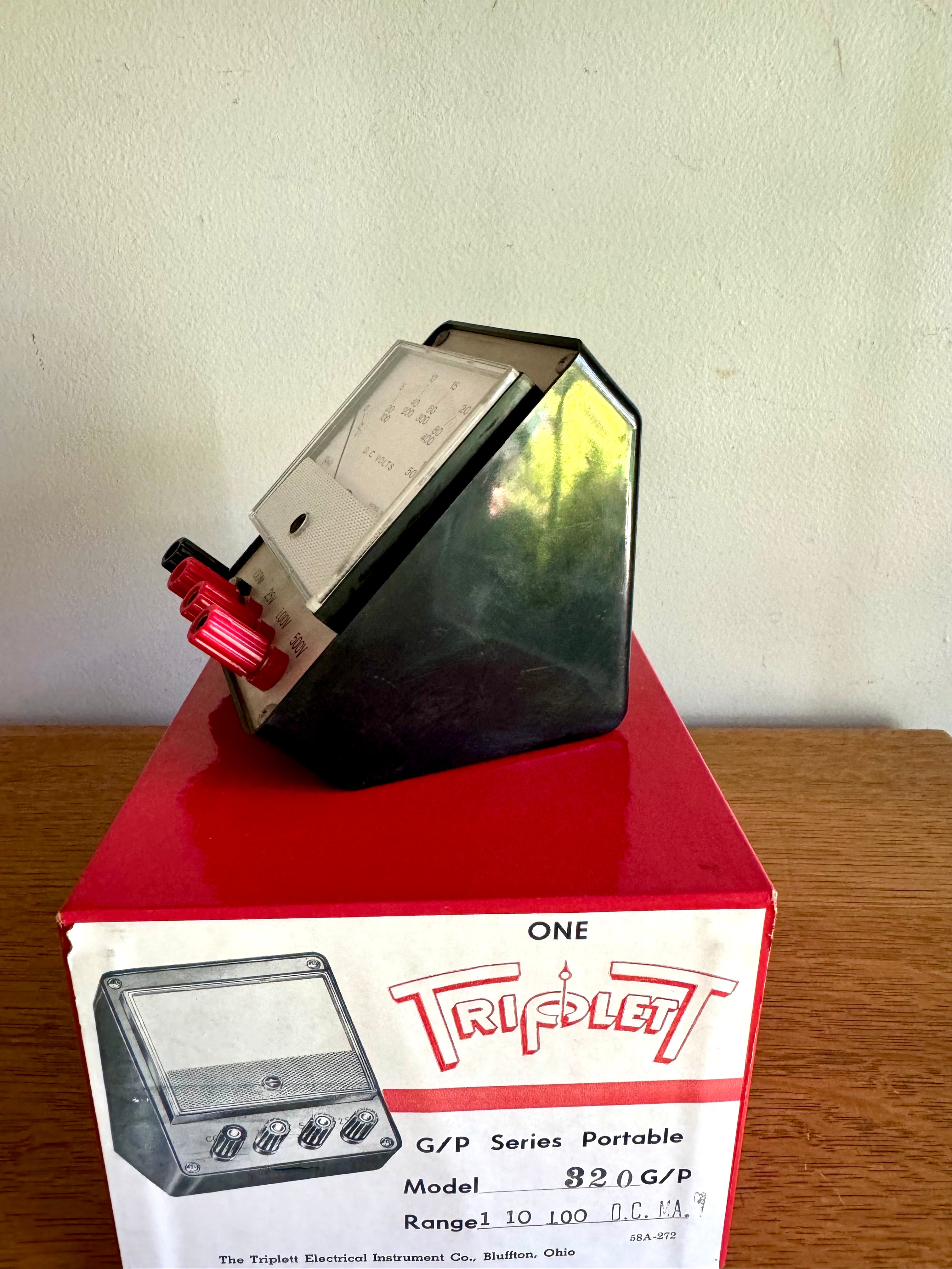 Vintage Triplett Portable DC Volt Meter | D.C. Volt Meter in Original Box | Vintage Analog Volt Gauge | Triplett Model 320 DC Voltage Gauge
