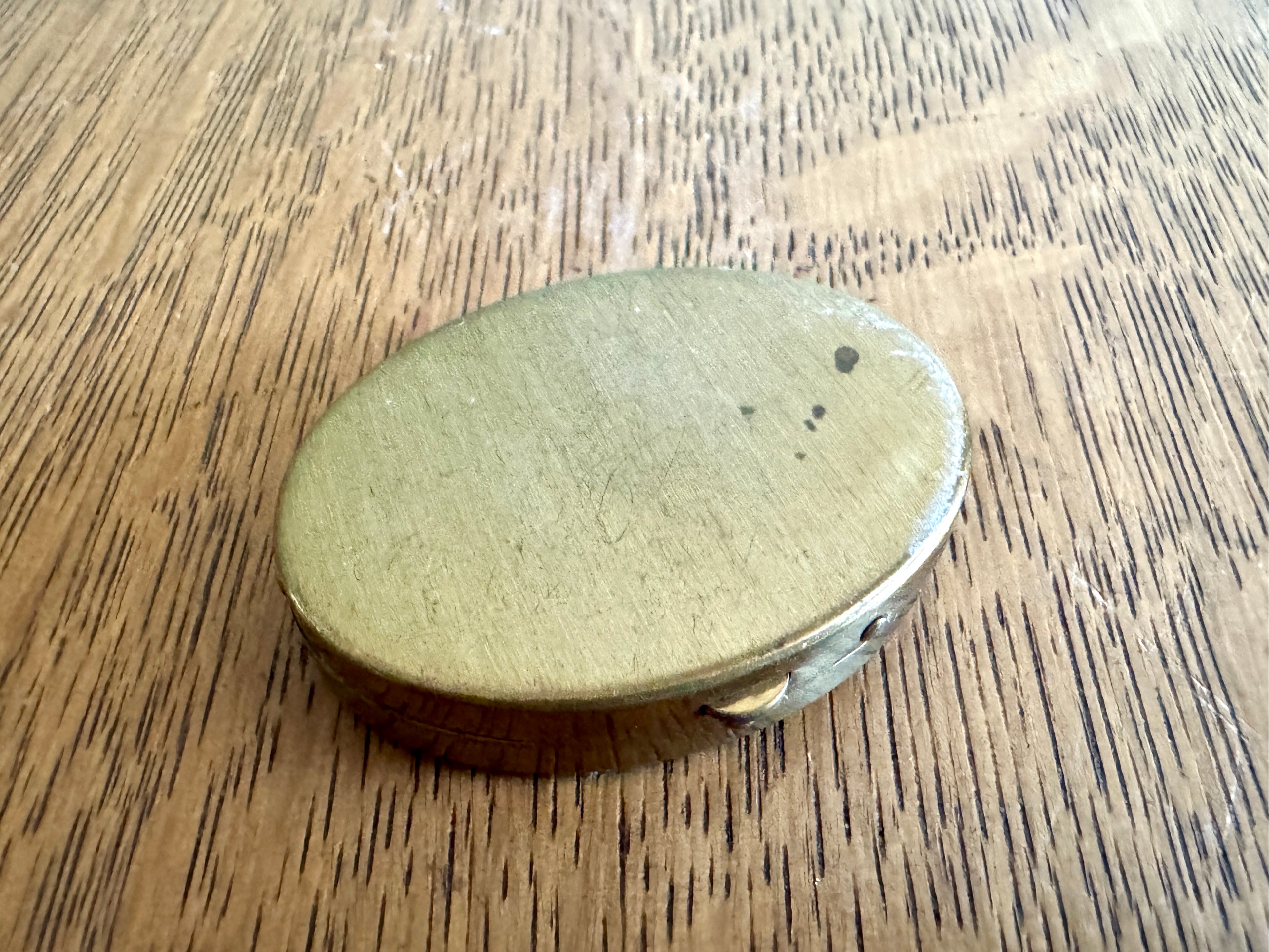 Vintage Frida Kahlo Style Portable Pocket Ashtray Hand Painted ~ 30's Brass Pocket Ashtray