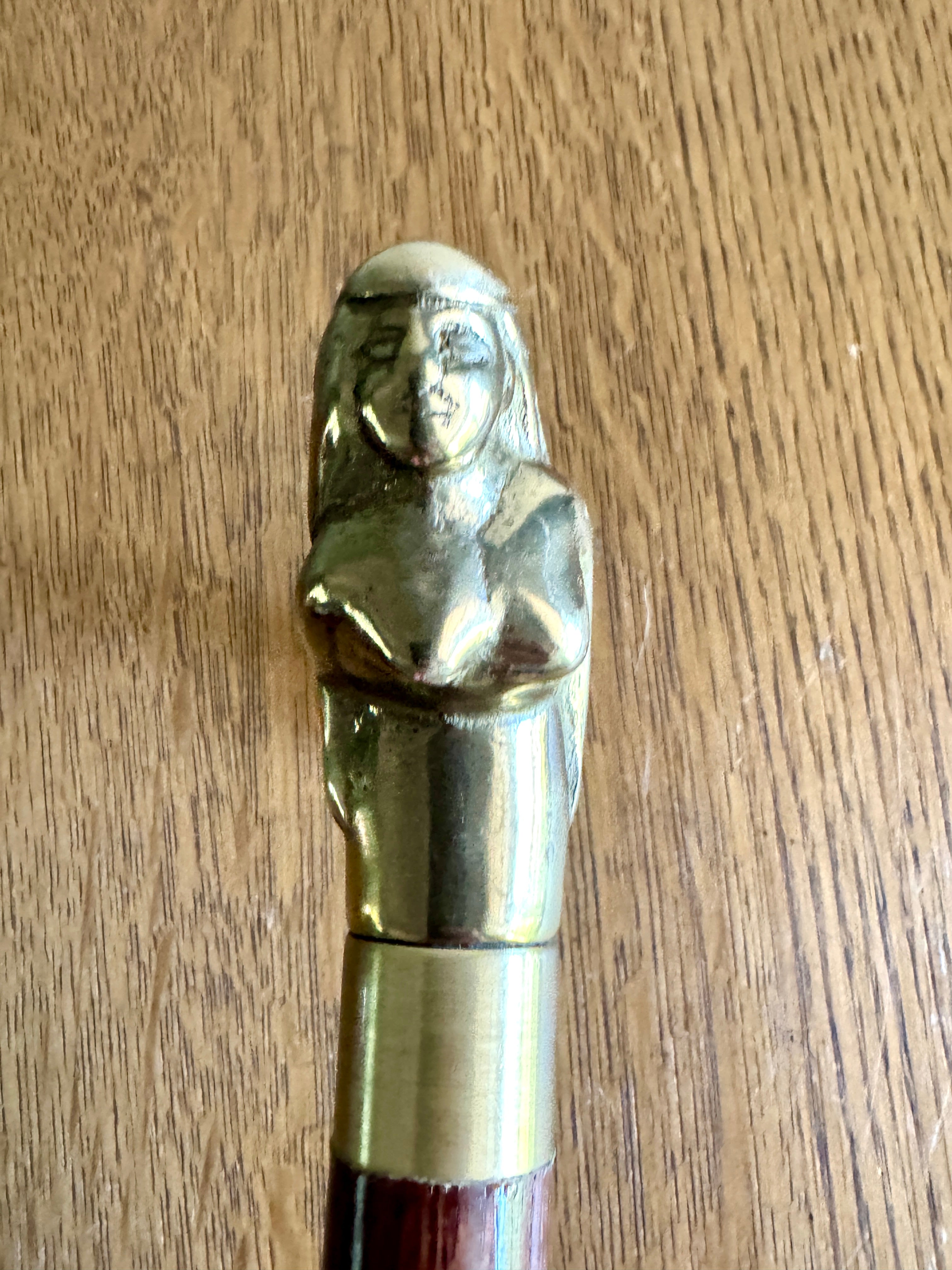 Solid Brass Mermaid Head Cane Handle with Secret Compartment ~ Mermaid Top Section of Walking Cane
