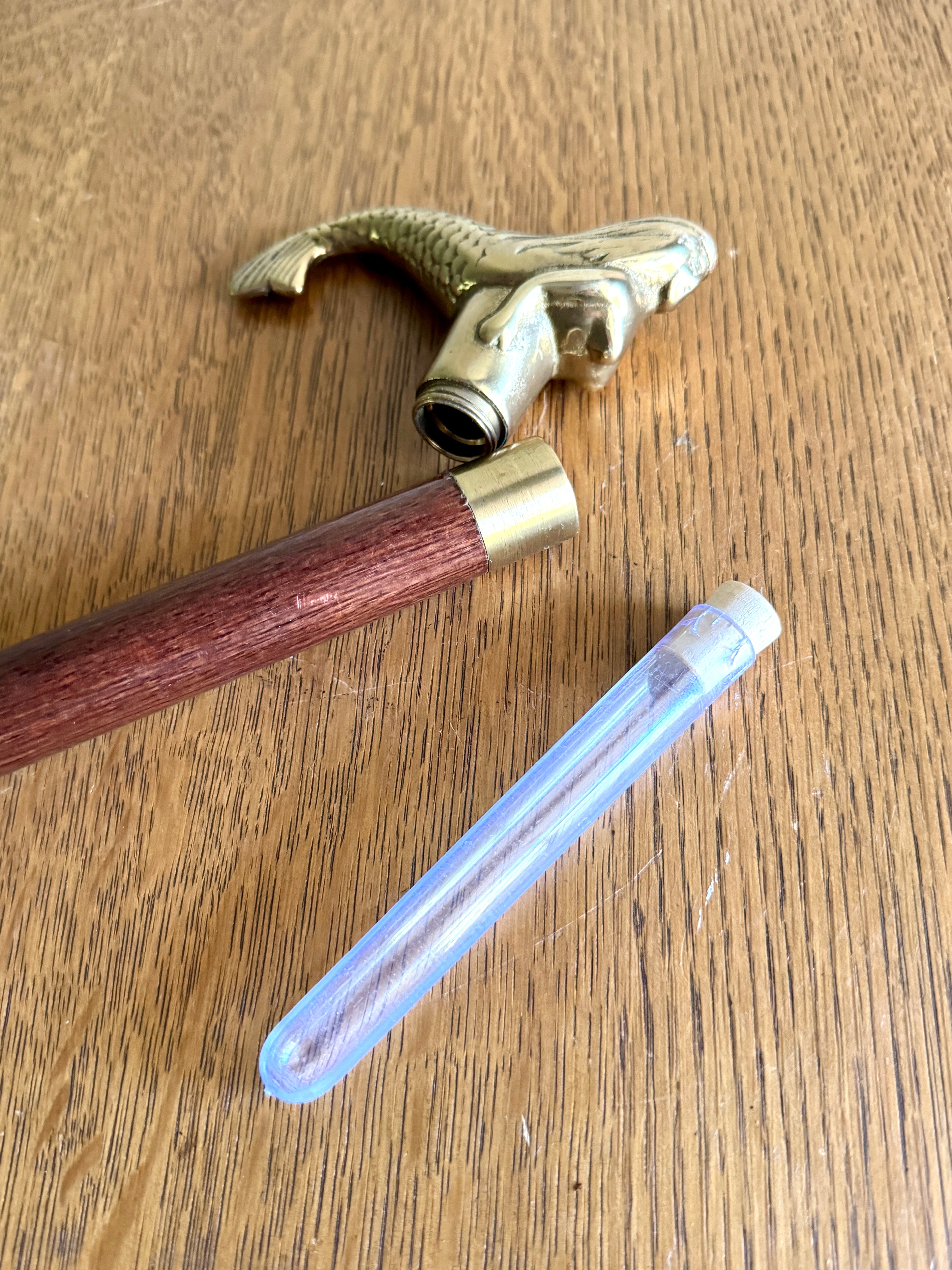 Solid Brass Mermaid Head Cane Handle with Secret Compartment ~ Mermaid Top Section of Walking Cane