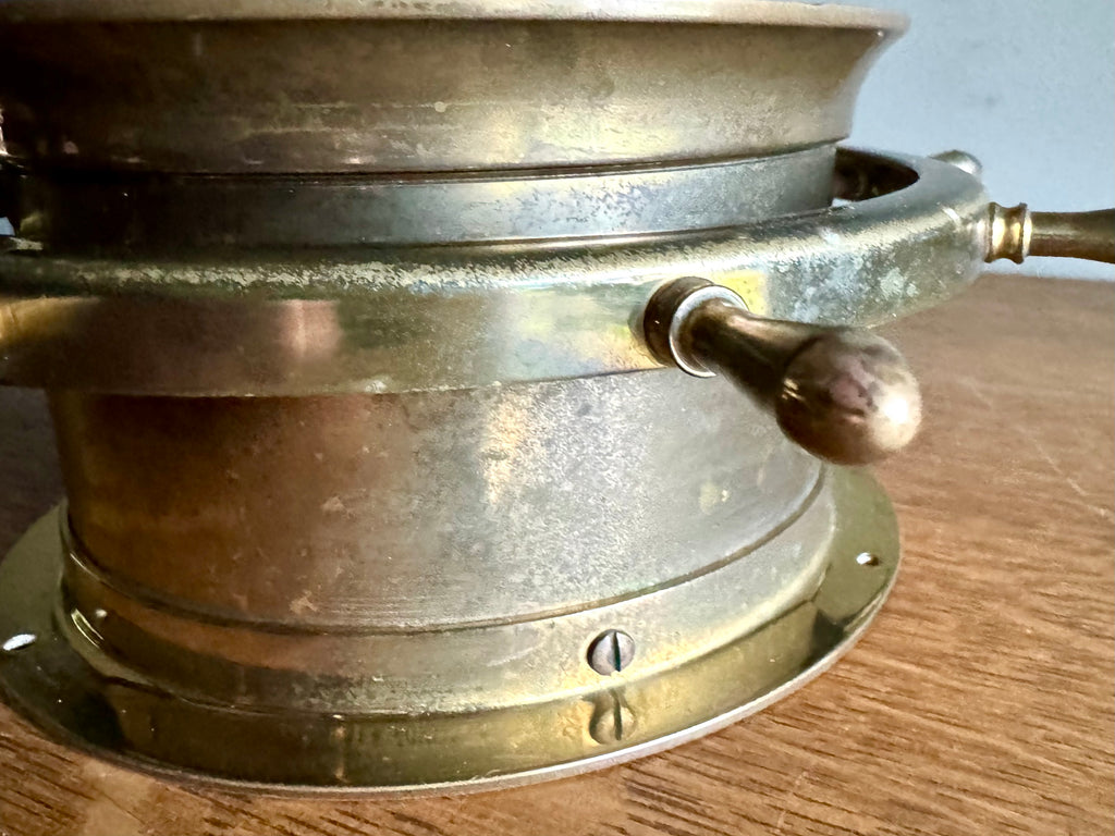 Vintage Nautical Seth Thomas Helmsman-W Clock | Brass Seth Thomas E537-001 Ship's Clock | Ship's Wheel Clock | Distressed MCM Nautical Clock