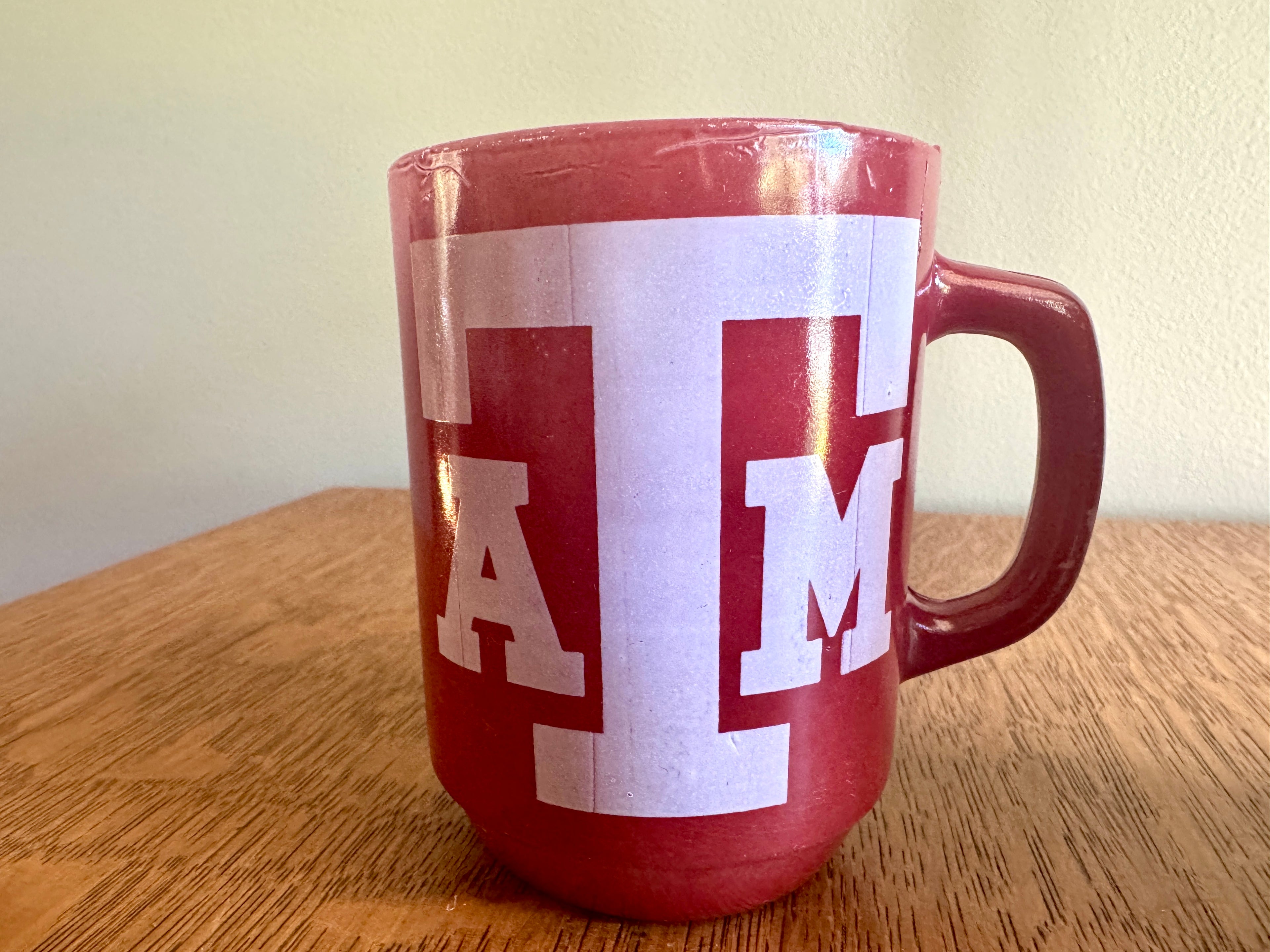 Vtg Anchor Hocking Texas A&M Glass Mugs ~ Fire King Texas A&M Maroon Coffee Cups