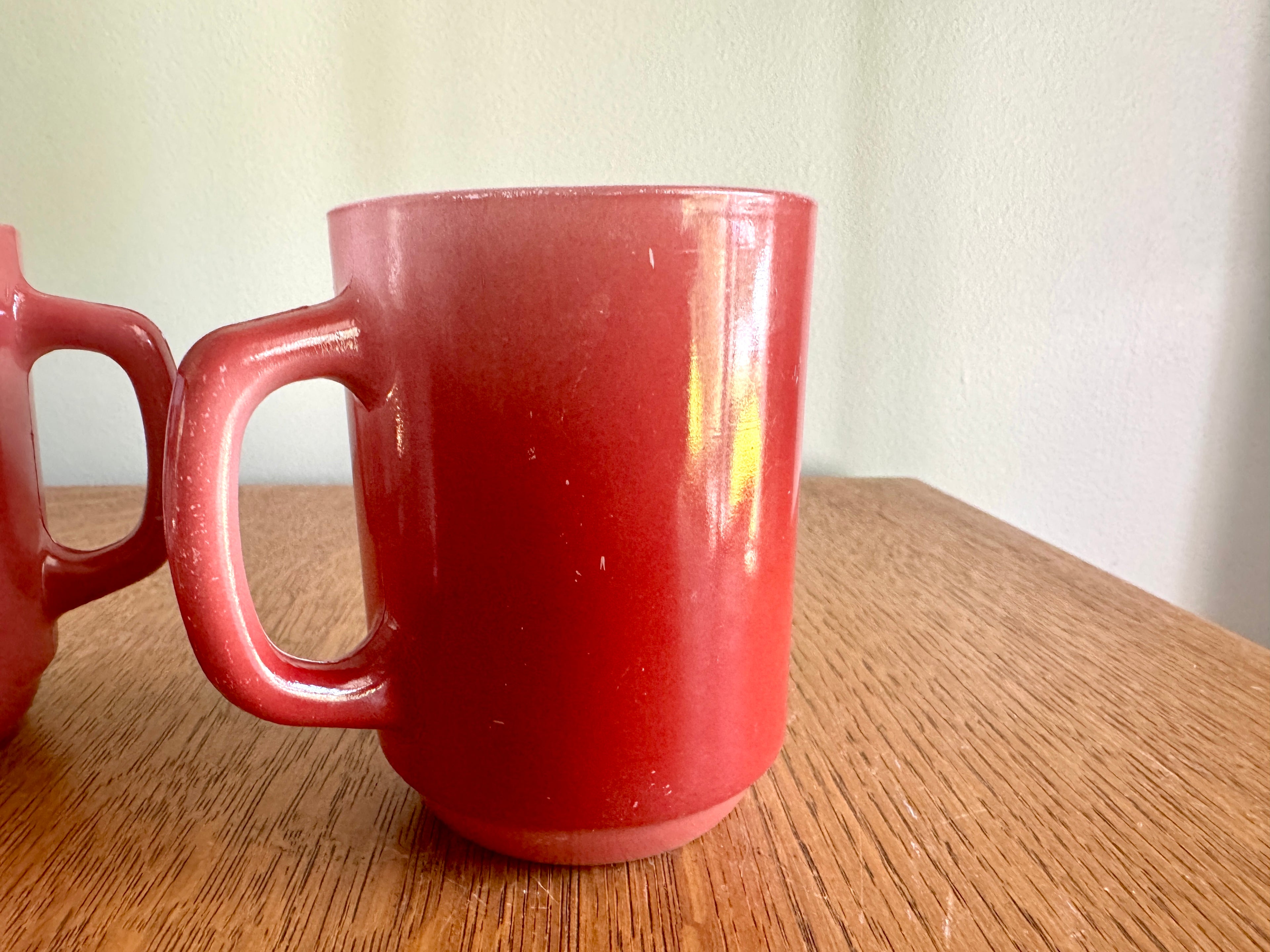 Vtg Anchor Hocking Texas A&M Glass Mugs ~ Fire King Texas A&M Maroon Coffee Cups