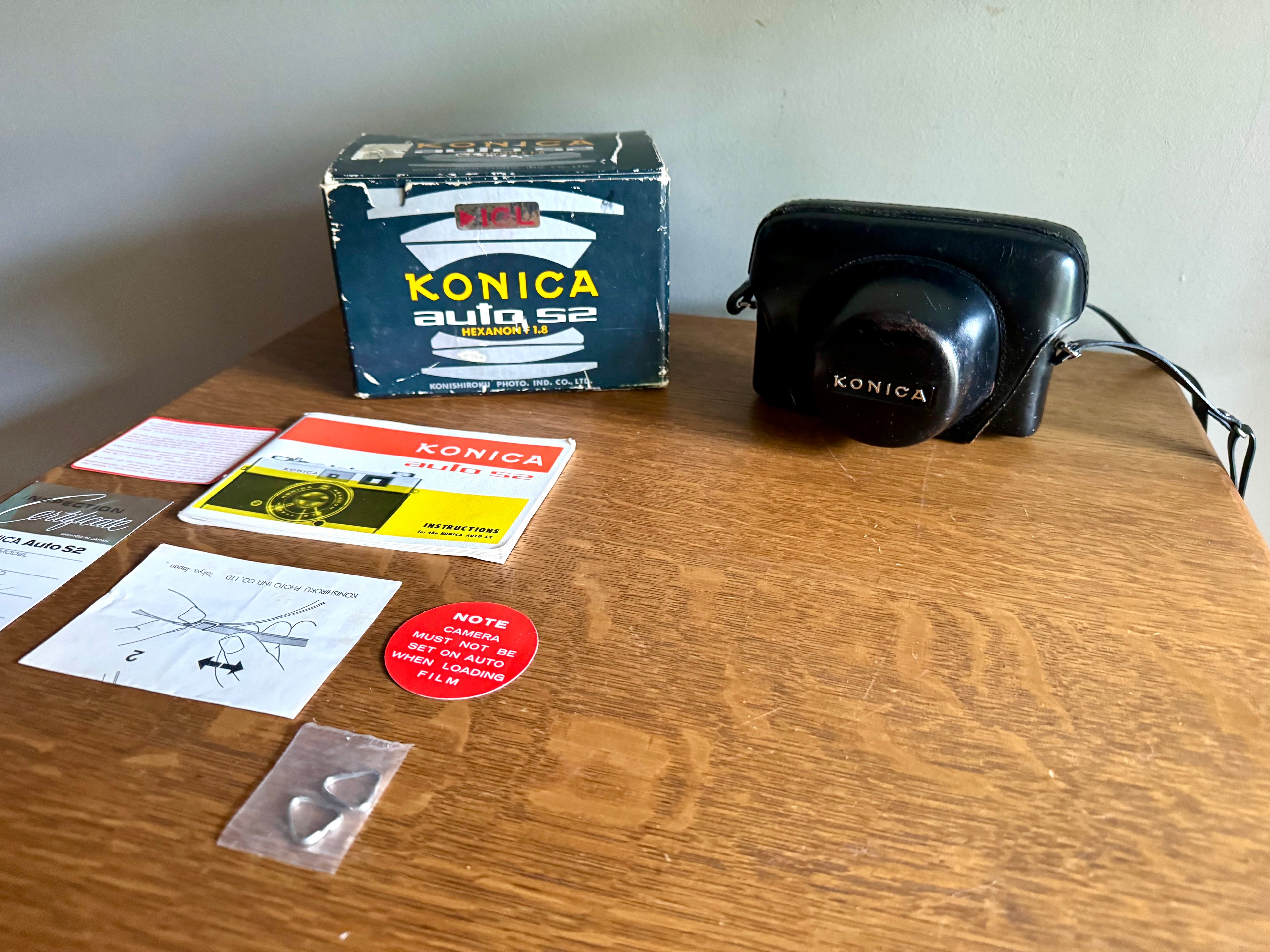 Vintage Konica Auto S2 35mm Camera | Konica Auto S2 Camera With Hexanon Lens Konica Auto S2 Japan 35MM Film Camera With Case in Original Box