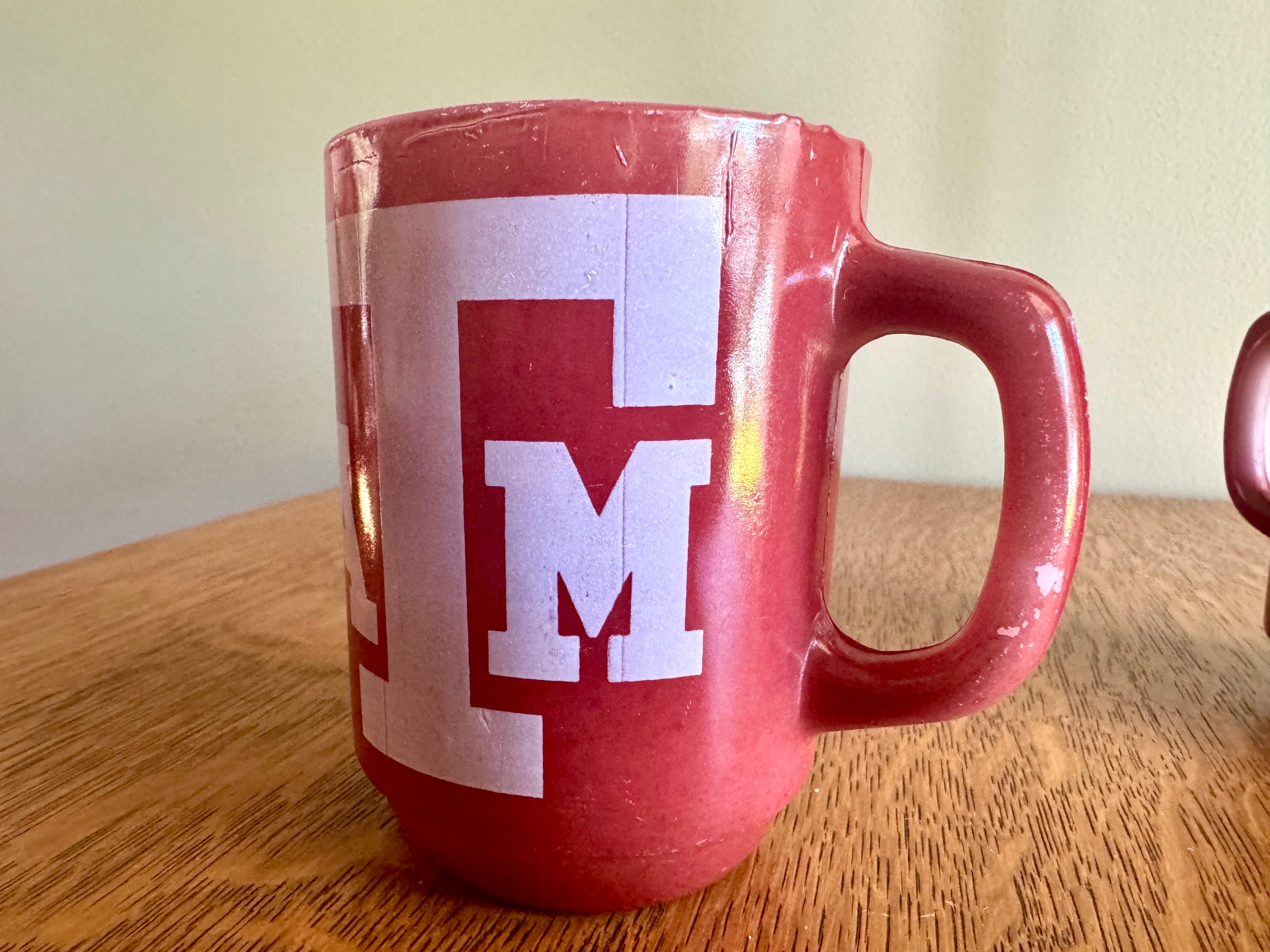 Vtg Anchor Hocking Texas A&M Glass Mugs ~ Fire King Texas A&M Maroon Coffee Cups