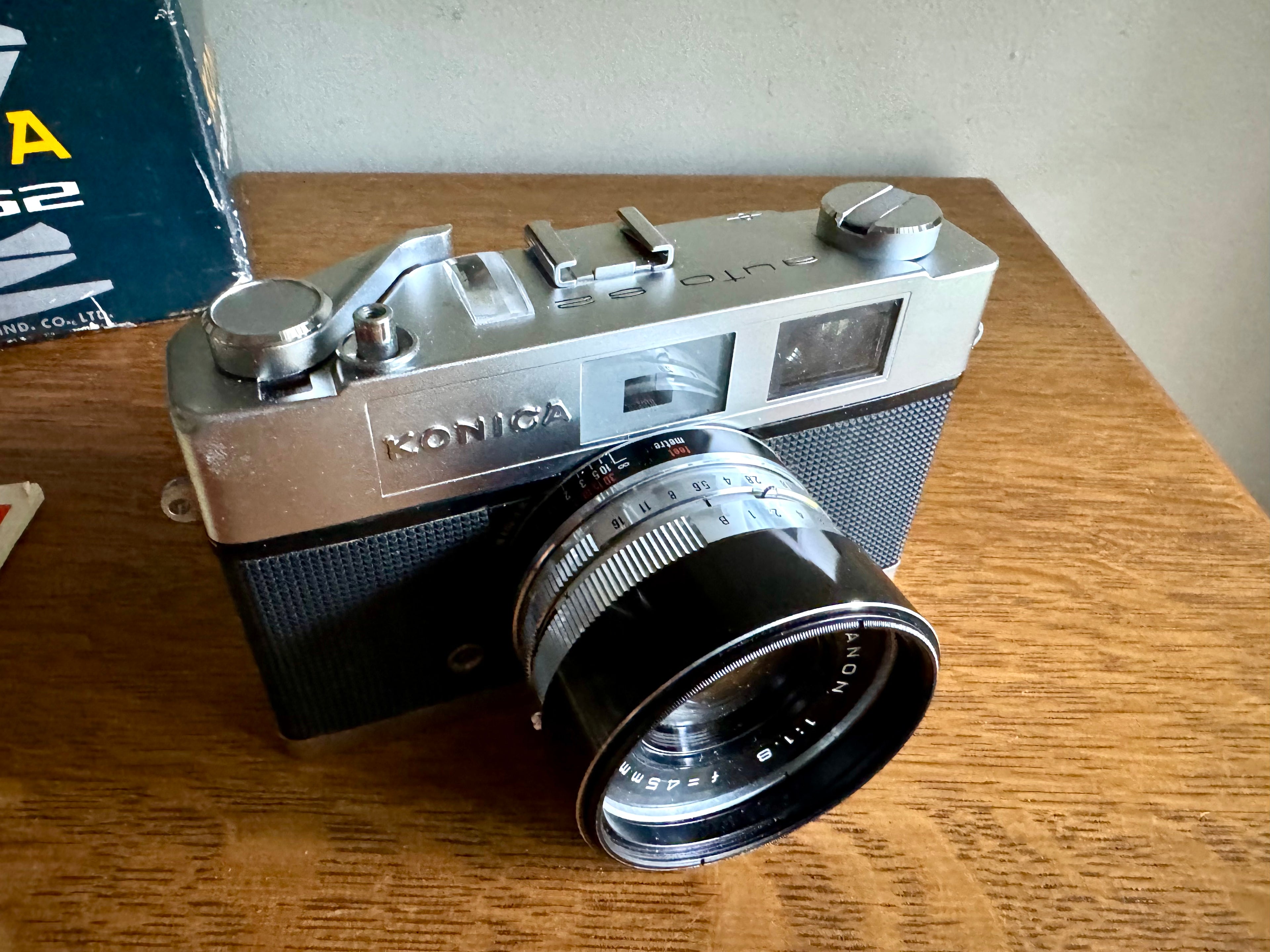 Vintage Konica Auto S2 35mm Camera | Konica Auto S2 Camera With Hexanon Lens Konica Auto S2 Japan 35MM Film Camera With Case in Original Box
