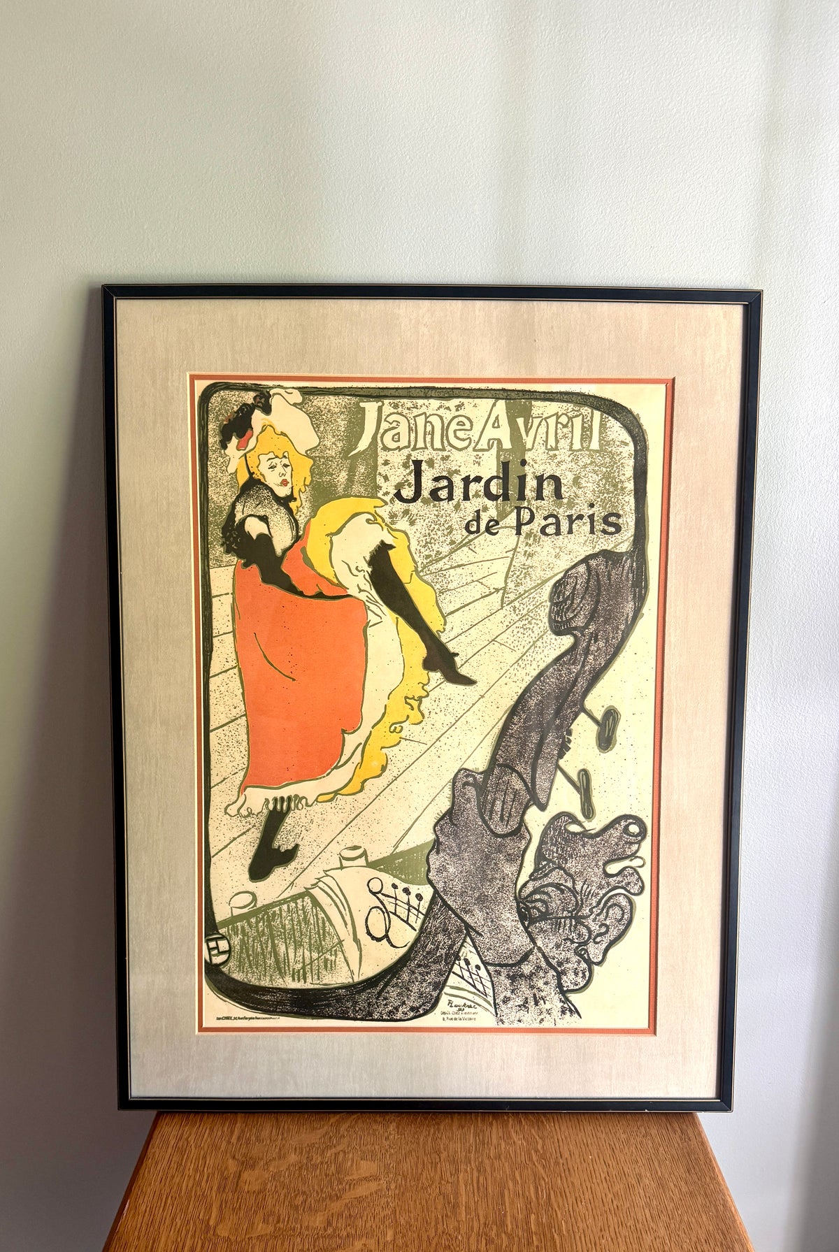 Henri de Toulouse Lautrec Jane Avril Jardin de Paris Framed and Matted Lithograph ~ 18" x 25" Print
