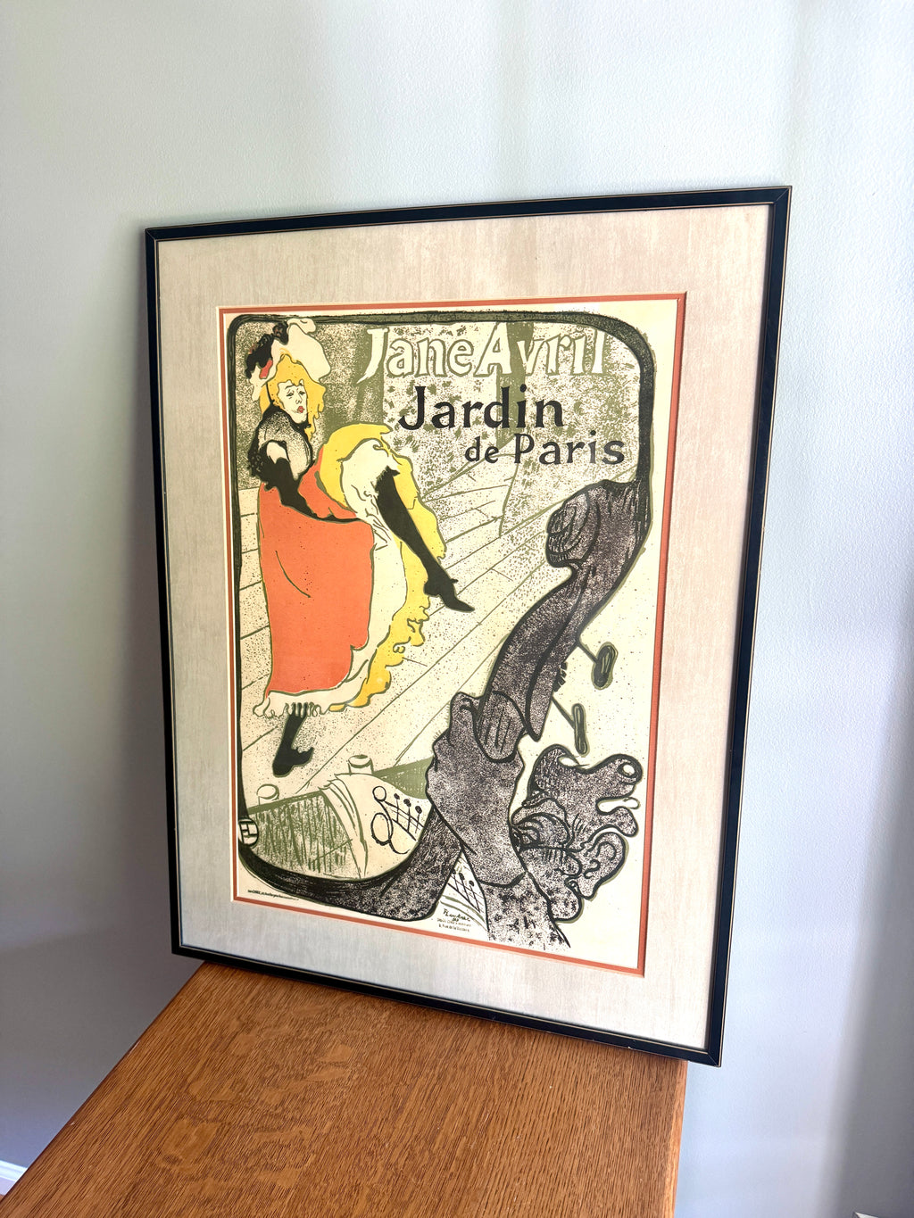 Henri de Toulouse Lautrec Jane Avril Jardin de Paris Framed and Matted Lithograph ~ 18" x 25" Print