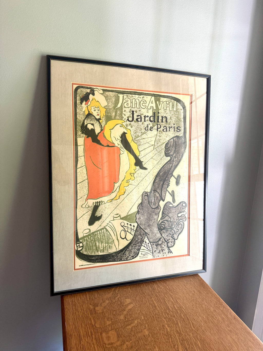 Henri de Toulouse Lautrec Jane Avril Jardin de Paris Framed and Matted Lithograph ~ 18" x 25" Print