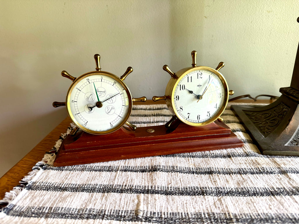 1950's Chevrolet 100 Car Club Desk Clock and Barometer |  Swift & Anderson Nautical Clock and Barometer | Electric Desk Clock and Barometer