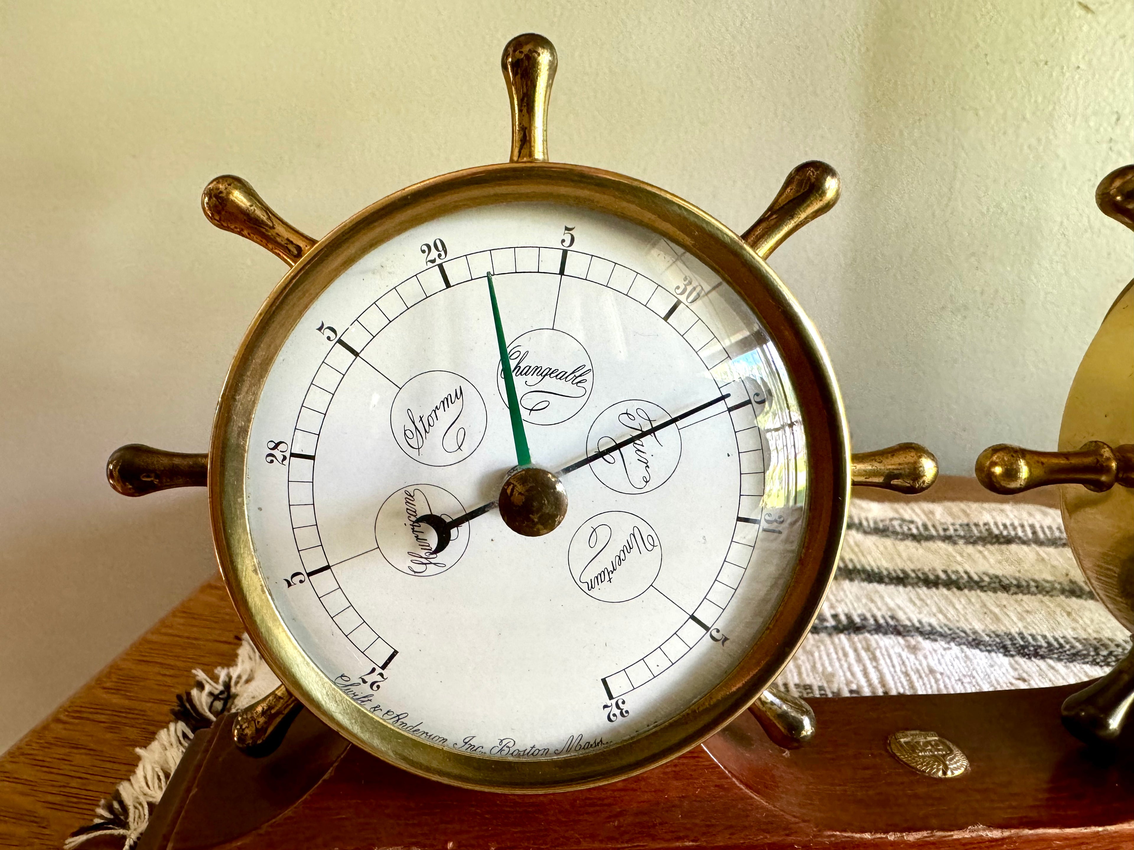 1950's Chevrolet 100 Car Club Desk Clock and Barometer |  Swift & Anderson Nautical Clock and Barometer | Electric Desk Clock and Barometer