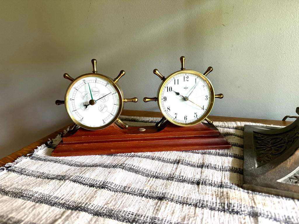 1950's Chevrolet 100 Car Club Desk Clock and Barometer |  Swift & Anderson Nautical Clock and Barometer | Electric Desk Clock and Barometer
