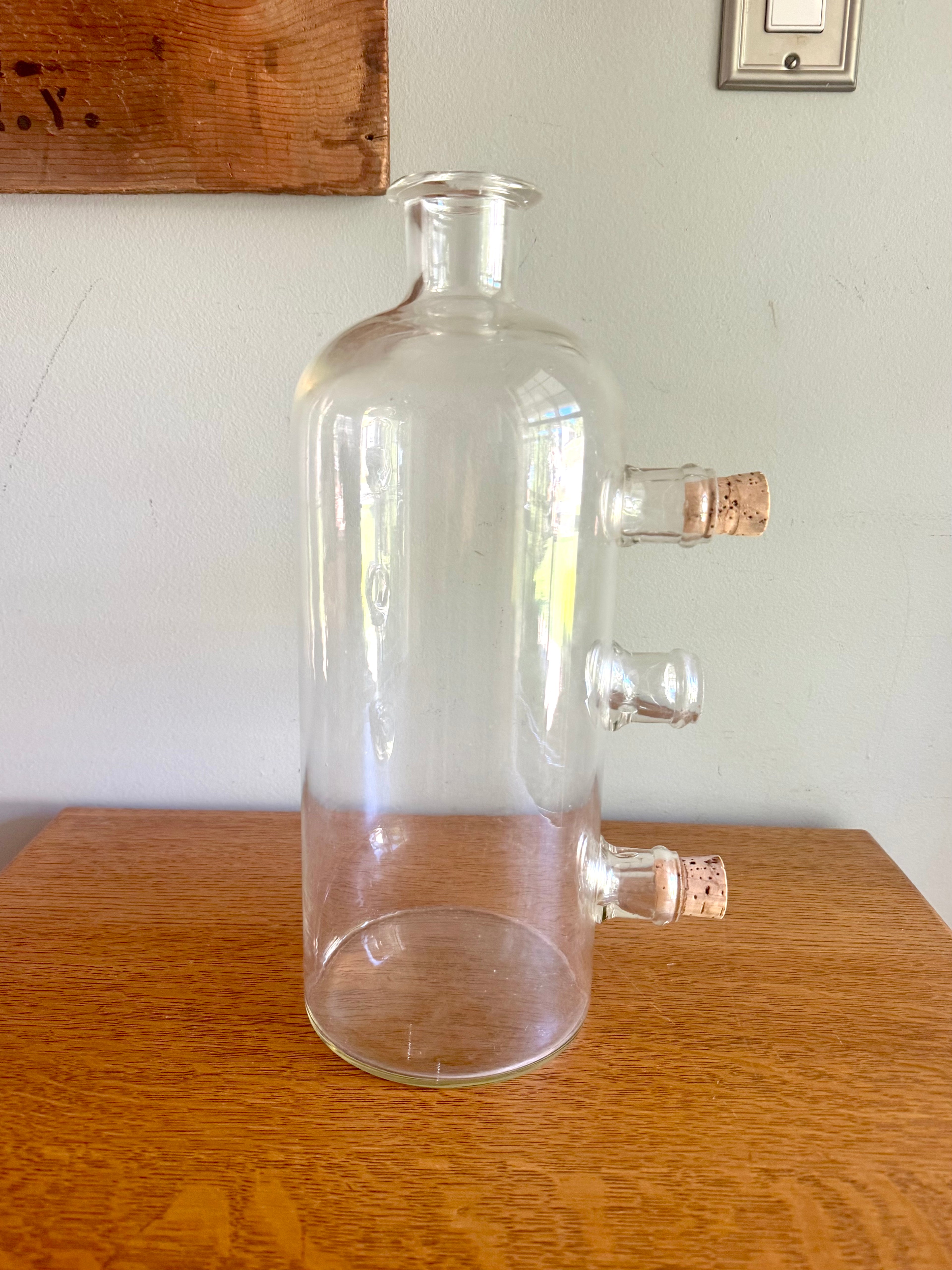 Vintage Large Chemistry Bottle | Large Laboratory Glass Flask | Unique 4 Spout Scientific Bottle | Large Glass Beaker | Vintage Chemistry