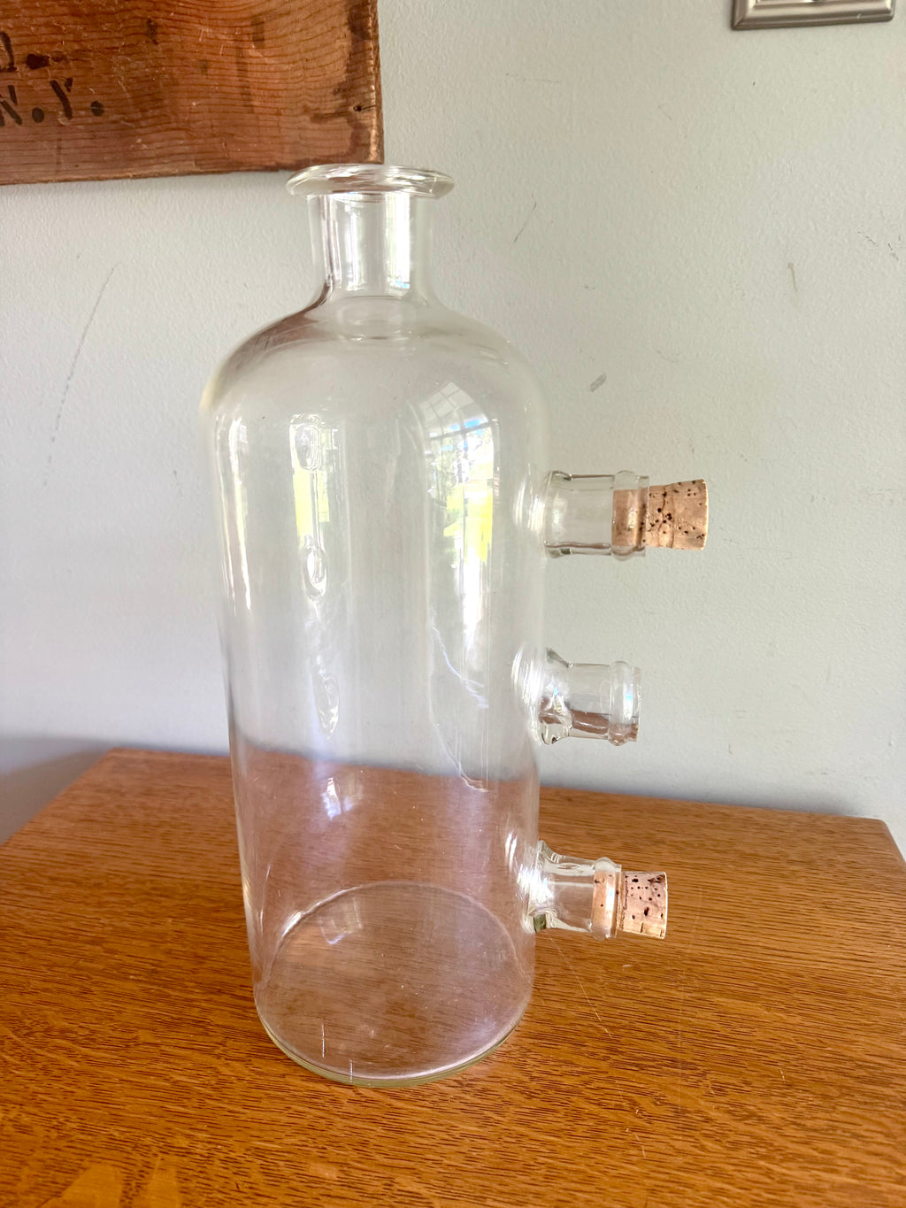 Vintage Large Chemistry Bottle | Large Laboratory Glass Flask | Unique 4 Spout Scientific Bottle | Large Glass Beaker | Vintage Chemistry