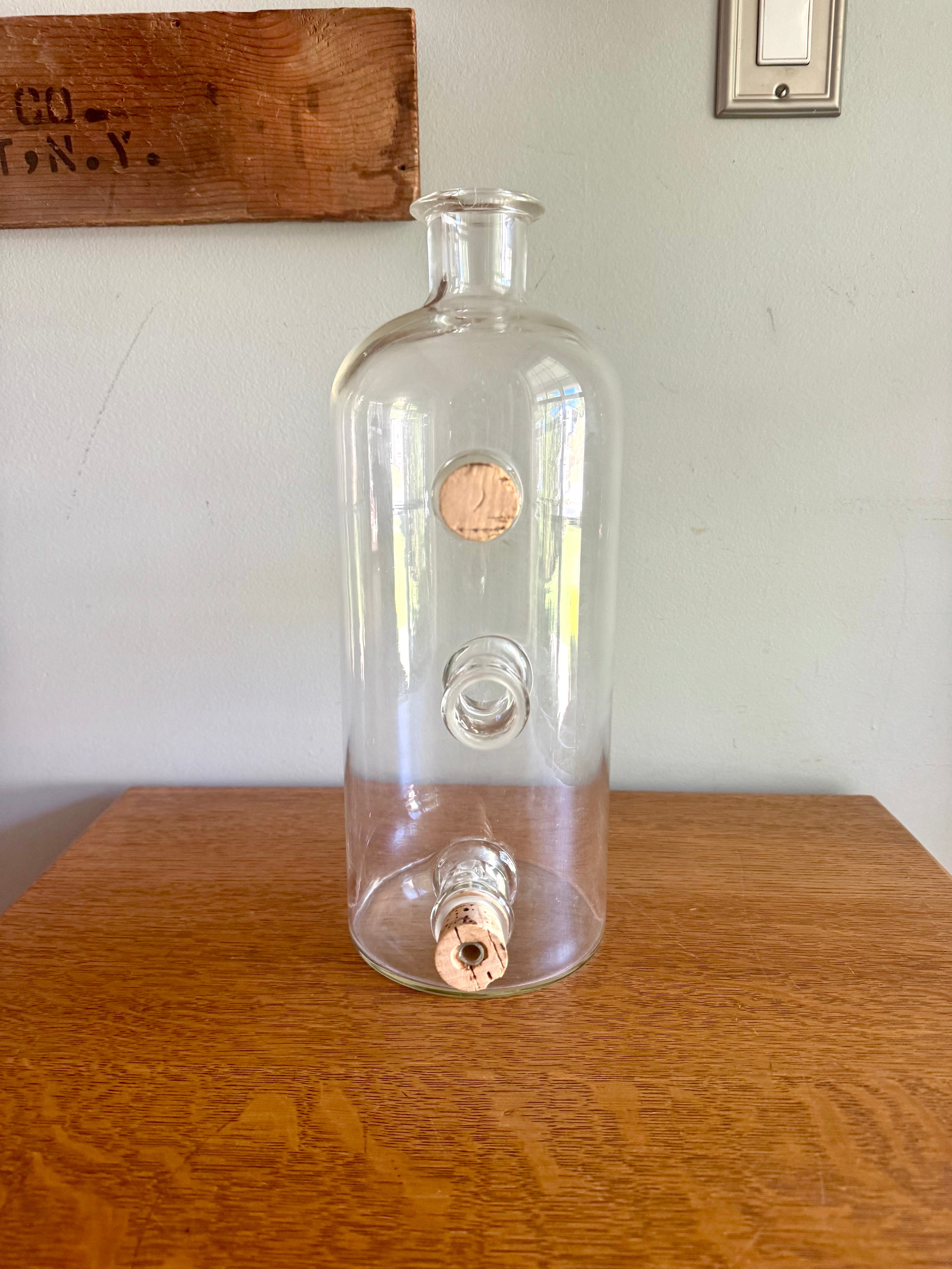 Vintage Large Chemistry Bottle | Large Laboratory Glass Flask | Unique 4 Spout Scientific Bottle | Large Glass Beaker | Vintage Chemistry