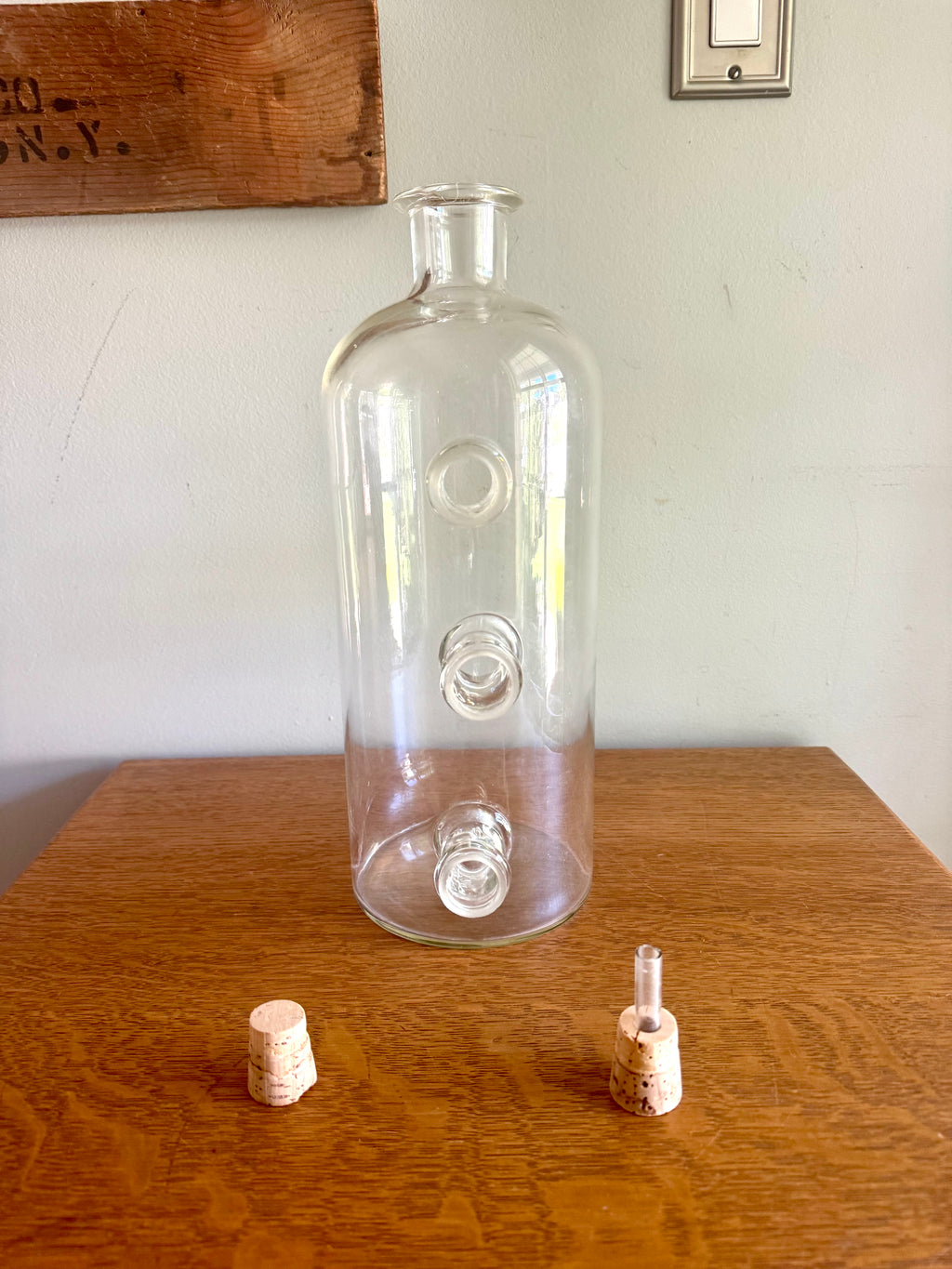 Vintage Large Chemistry Bottle | Large Laboratory Glass Flask | Unique 4 Spout Scientific Bottle | Large Glass Beaker | Vintage Chemistry