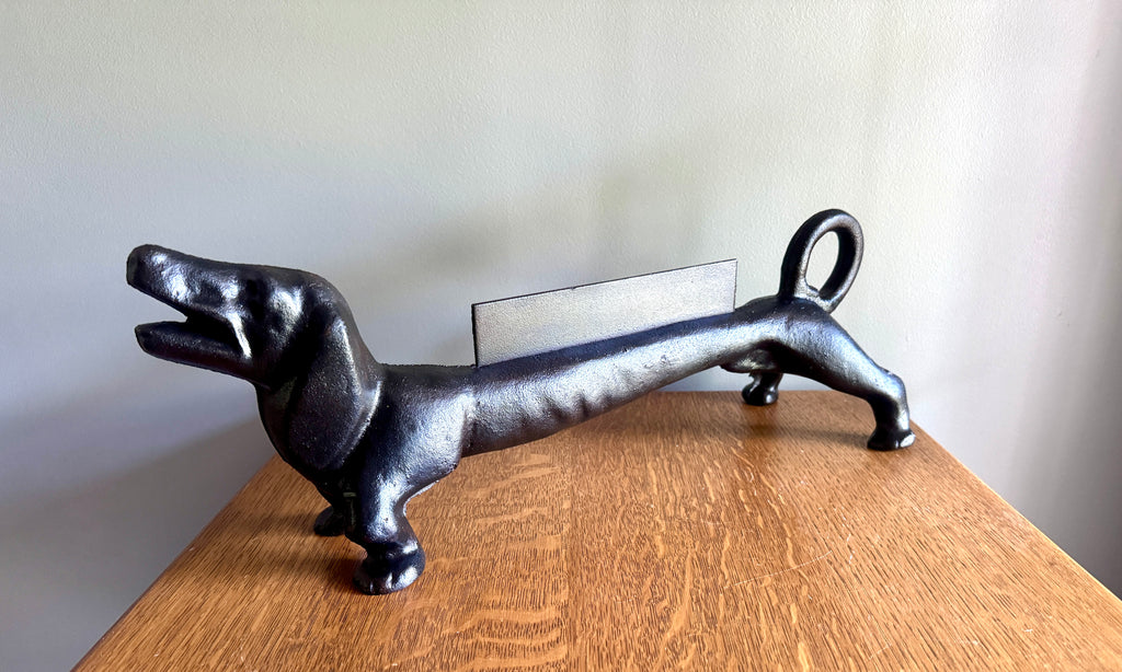 1930s Cast Iron Dachshund Dog Shoe / Boot Scraper 21" long, 25lbs ~ Cast Iron Weiner Dog Boot Scraper