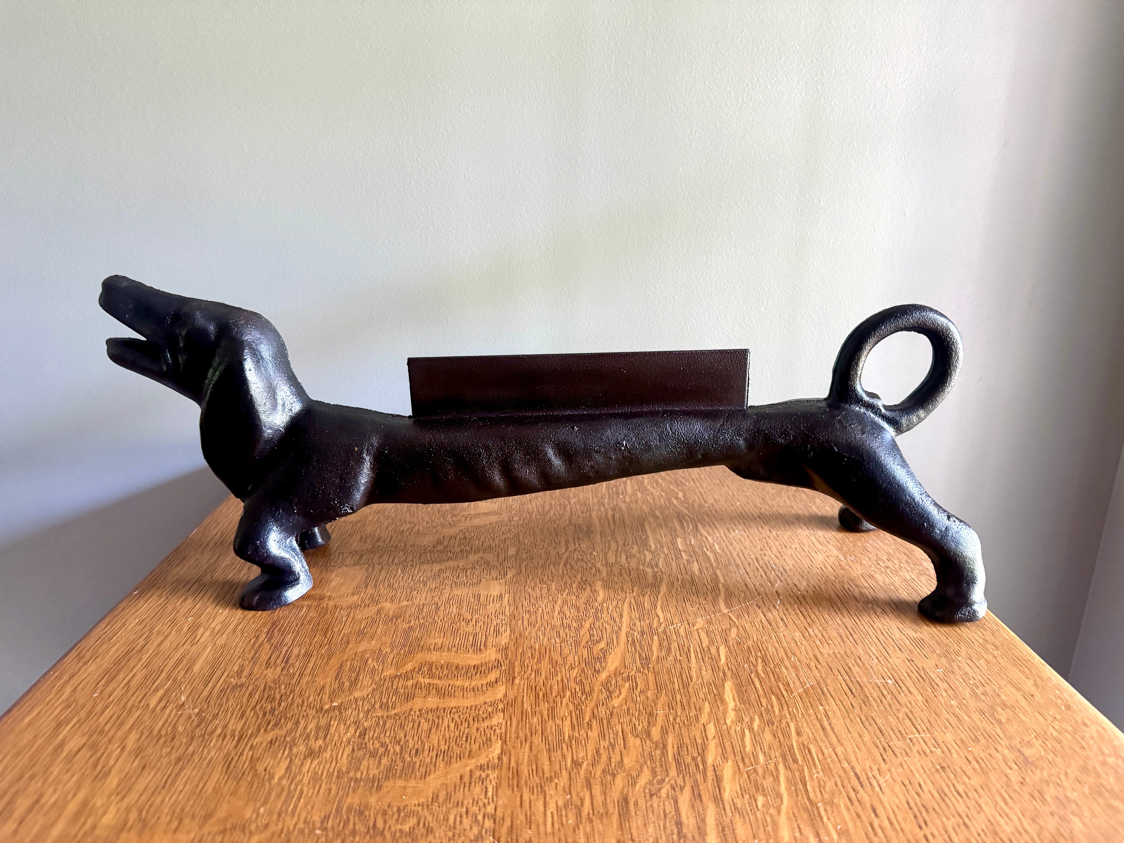 1930s Cast Iron Dachshund Dog Shoe / Boot Scraper 21" long, 25lbs ~ Cast Iron Weiner Dog Boot Scraper