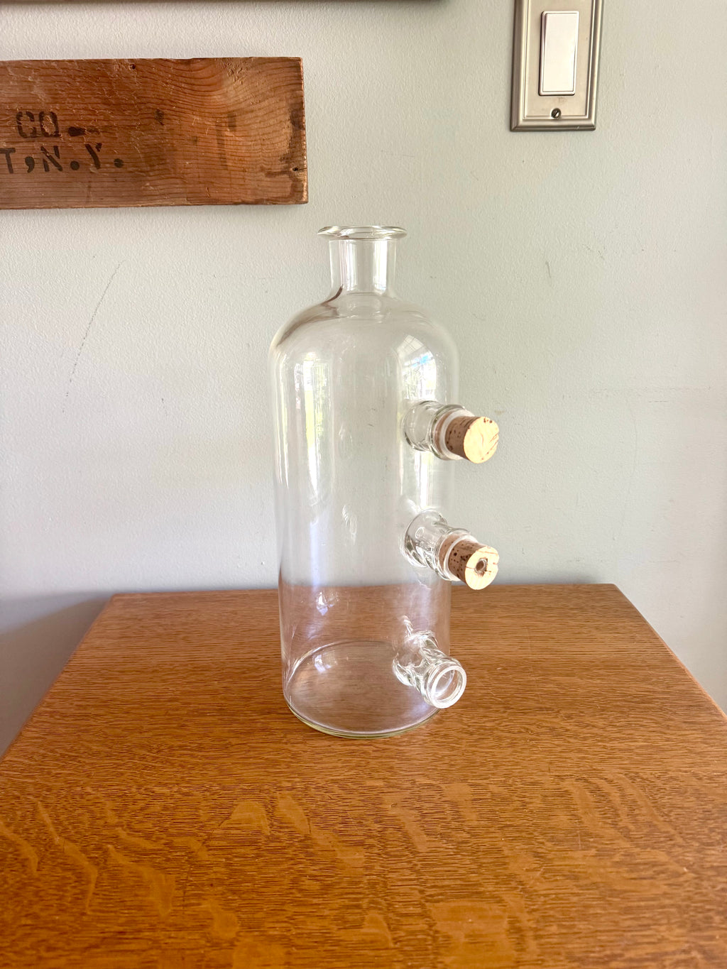 Vintage Large Chemistry Bottle | Large Laboratory Glass Flask | Unique 4 Spout Scientific Bottle | Large Glass Beaker | Vintage Chemistry