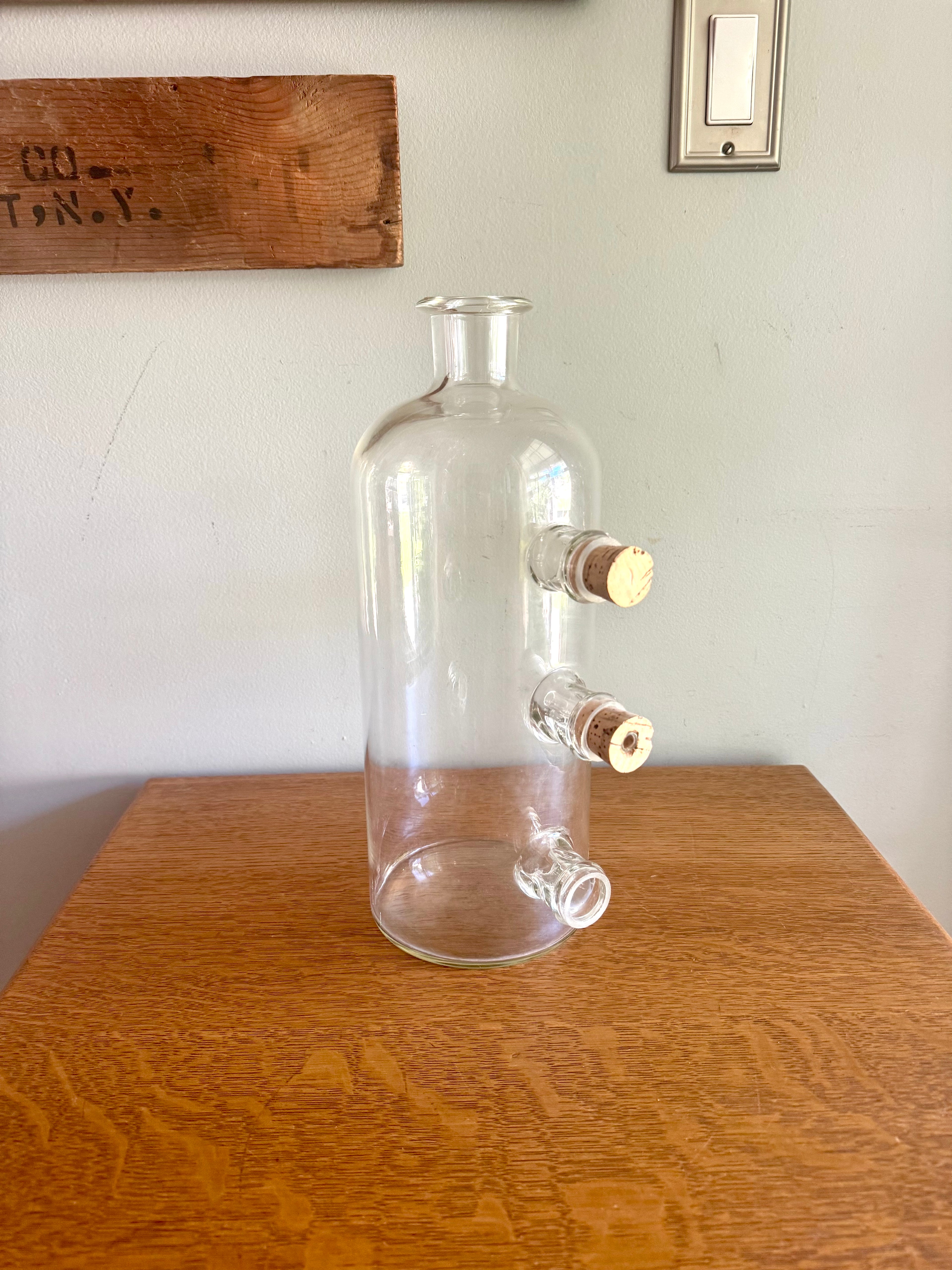 Vintage Large Chemistry Bottle | Large Laboratory Glass Flask | Unique 4 Spout Scientific Bottle | Large Glass Beaker | Vintage Chemistry