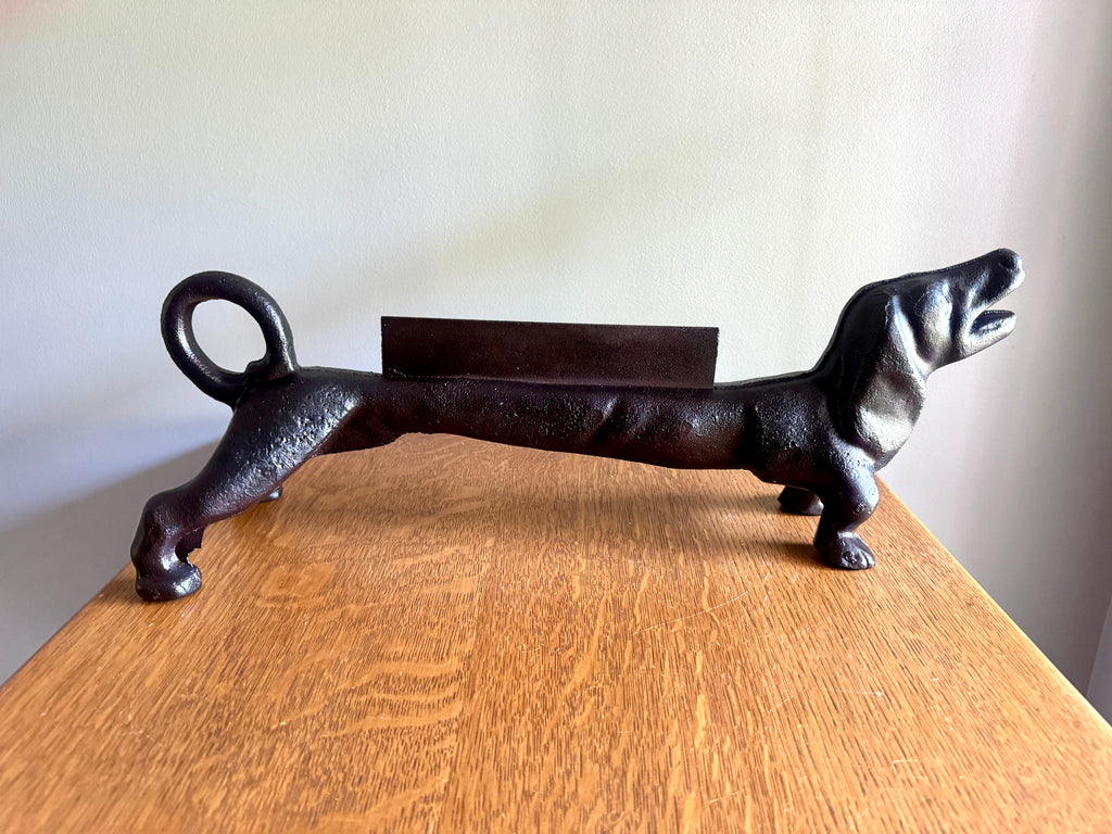 1930s Cast Iron Dachshund Dog Shoe / Boot Scraper 21" long, 25lbs ~ Cast Iron Weiner Dog Boot Scraper