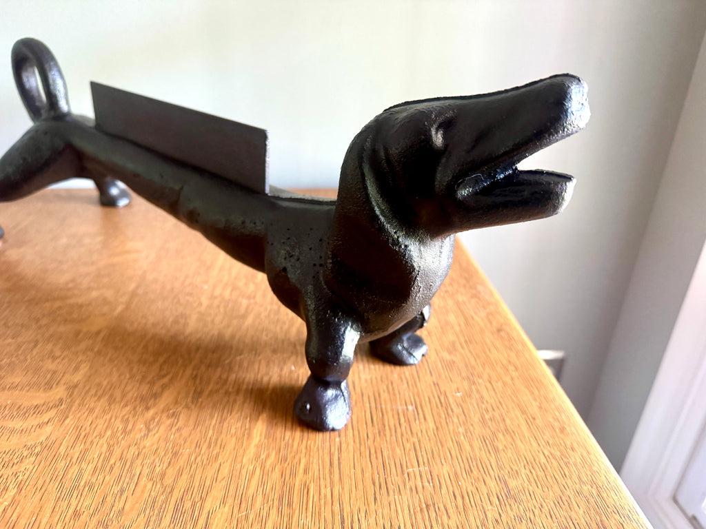 1930s Cast Iron Dachshund Dog Shoe / Boot Scraper 21" long, 25lbs ~ Cast Iron Weiner Dog Boot Scraper