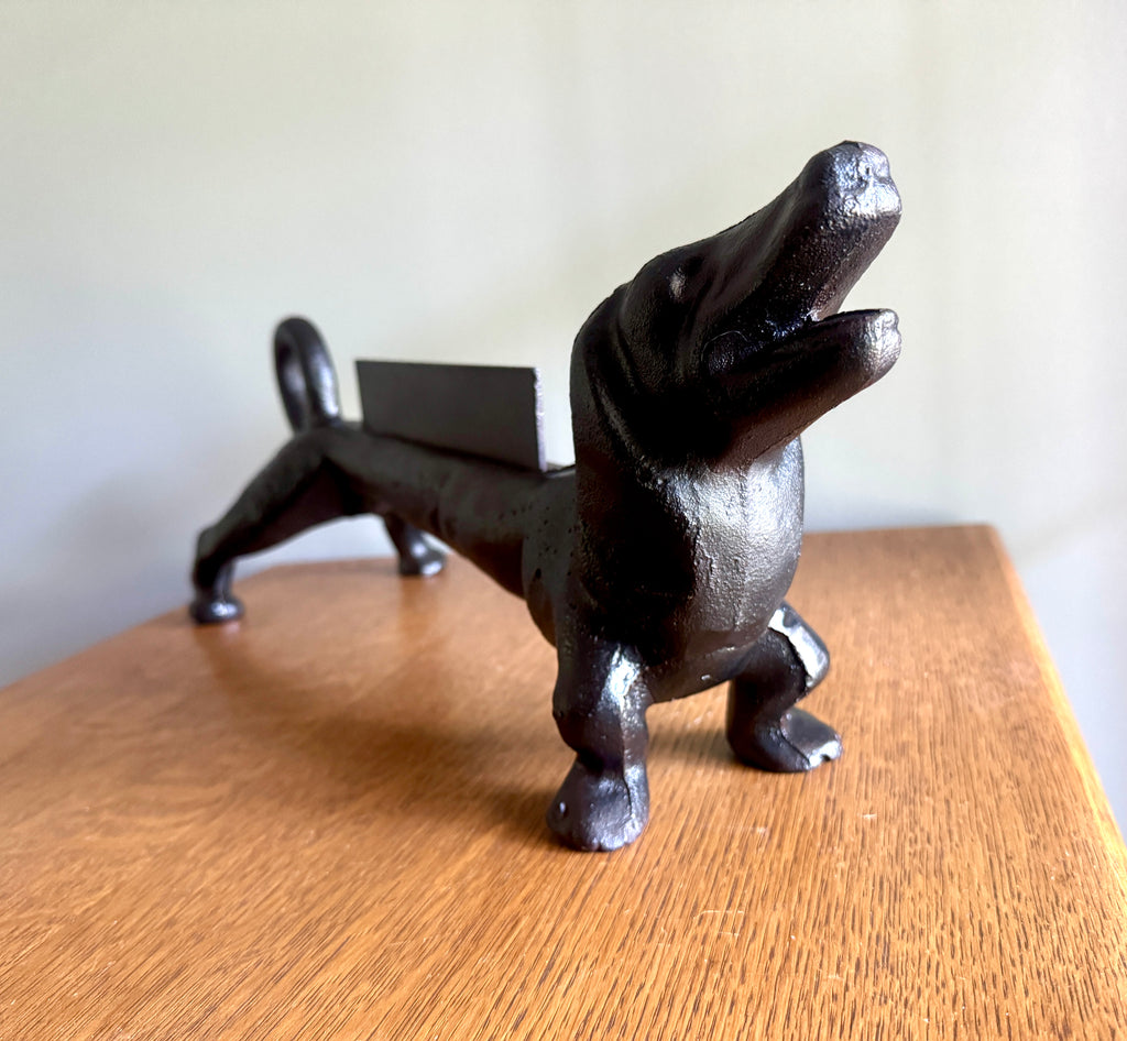 1930s Cast Iron Dachshund Dog Shoe / Boot Scraper 21" long, 25lbs ~ Cast Iron Weiner Dog Boot Scraper