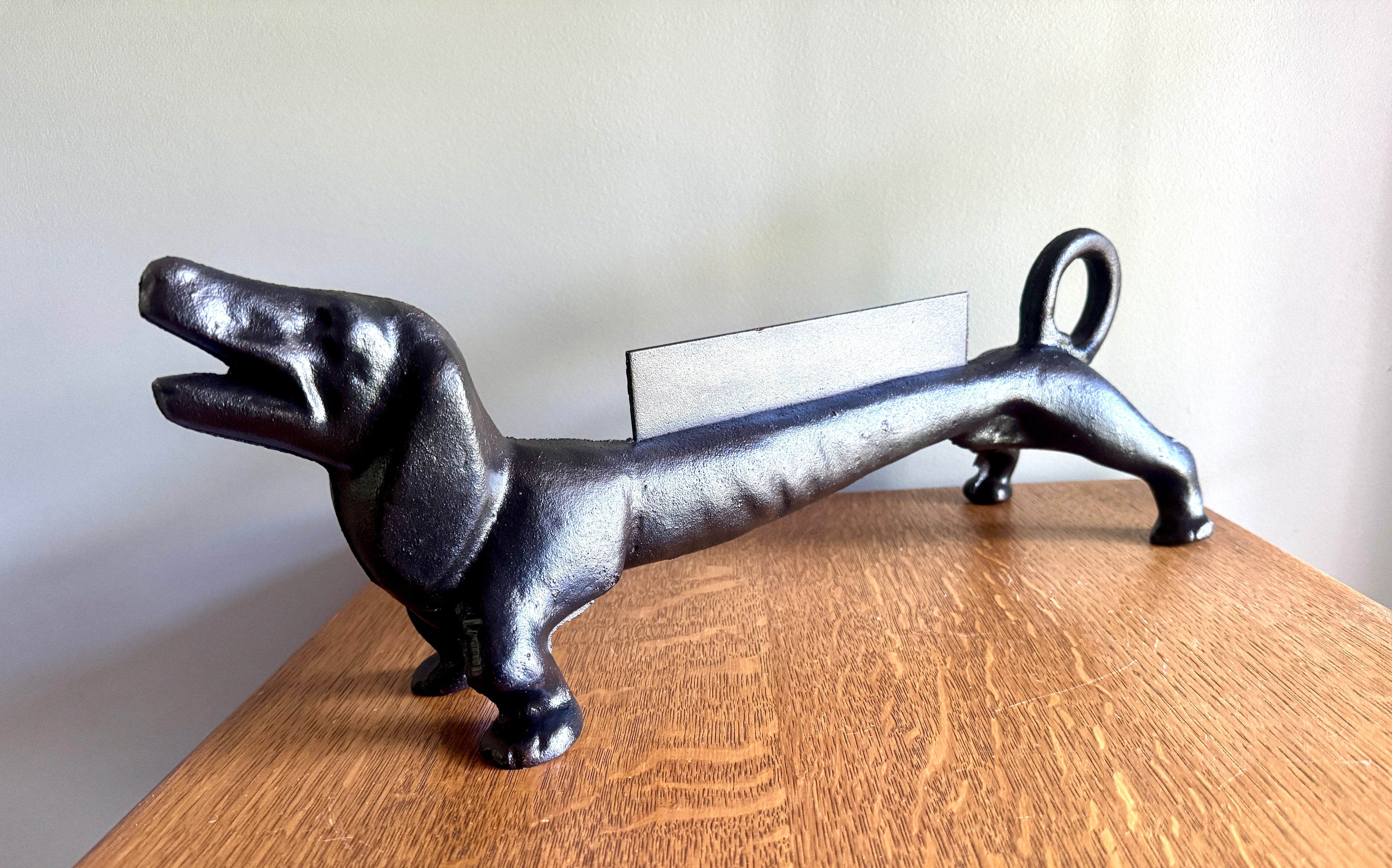 1930s Cast Iron Dachshund Dog Shoe / Boot Scraper 21" long, 25lbs ~ Cast Iron Weiner Dog Boot Scraper