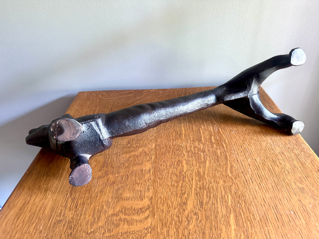 1930s Cast Iron Dachshund Dog Shoe / Boot Scraper 21" long, 25lbs ~ Cast Iron Weiner Dog Boot Scraper