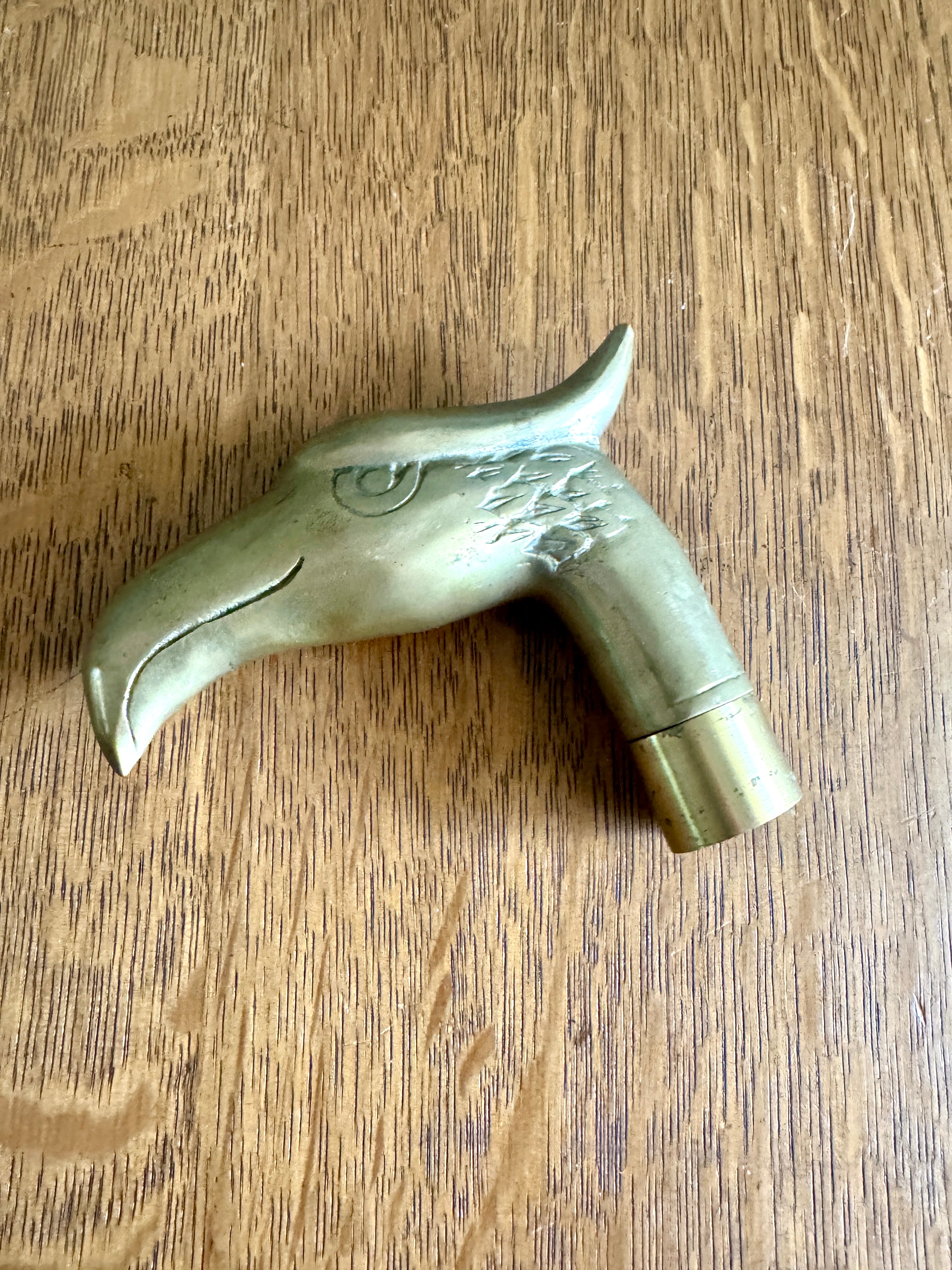 Vintage Brass Eagle Head Cane Handle ~ Hawk Head Walking Cane Handle