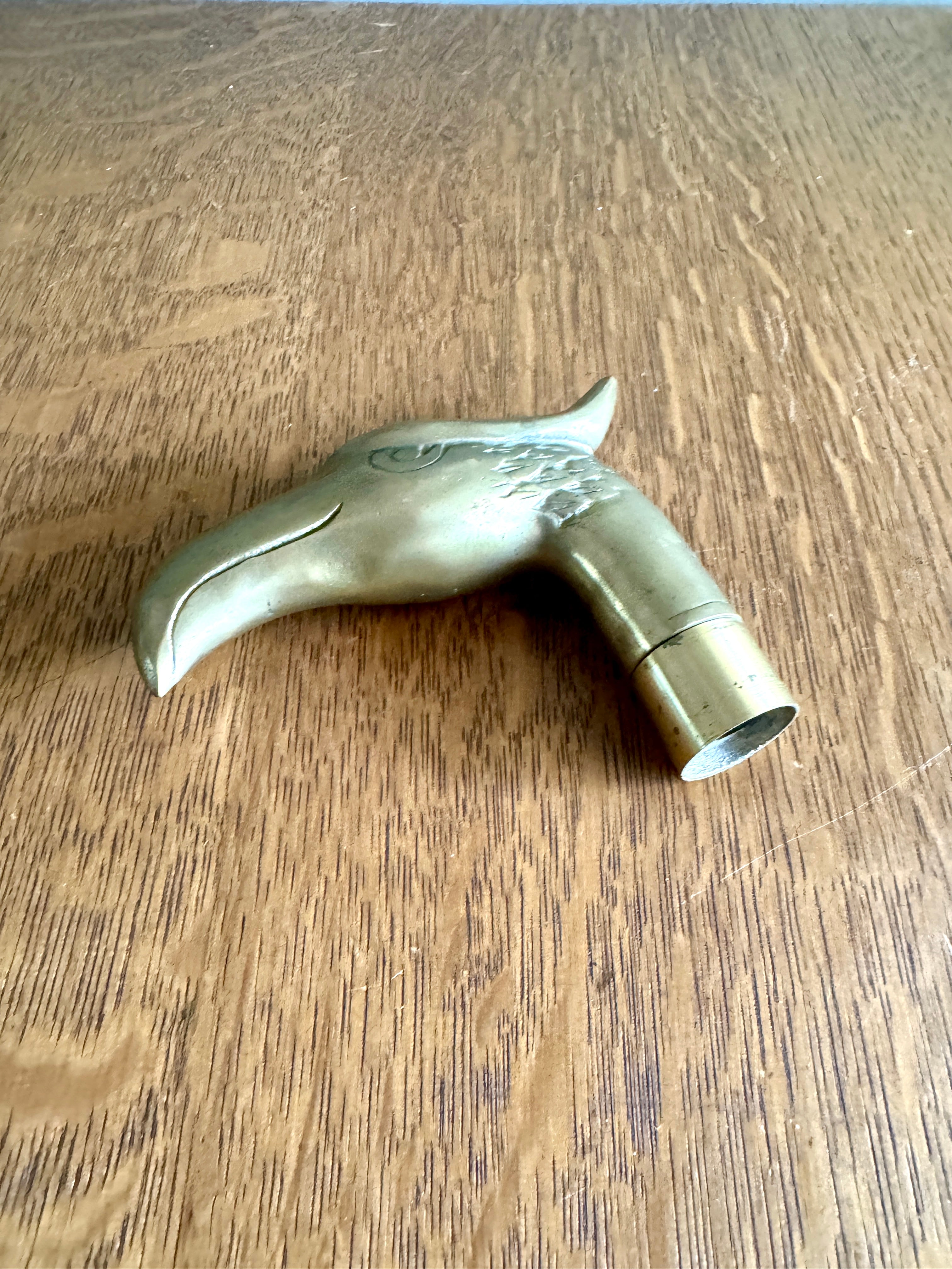 Vintage Brass Eagle Head Cane Handle ~ Hawk Head Walking Cane Handle