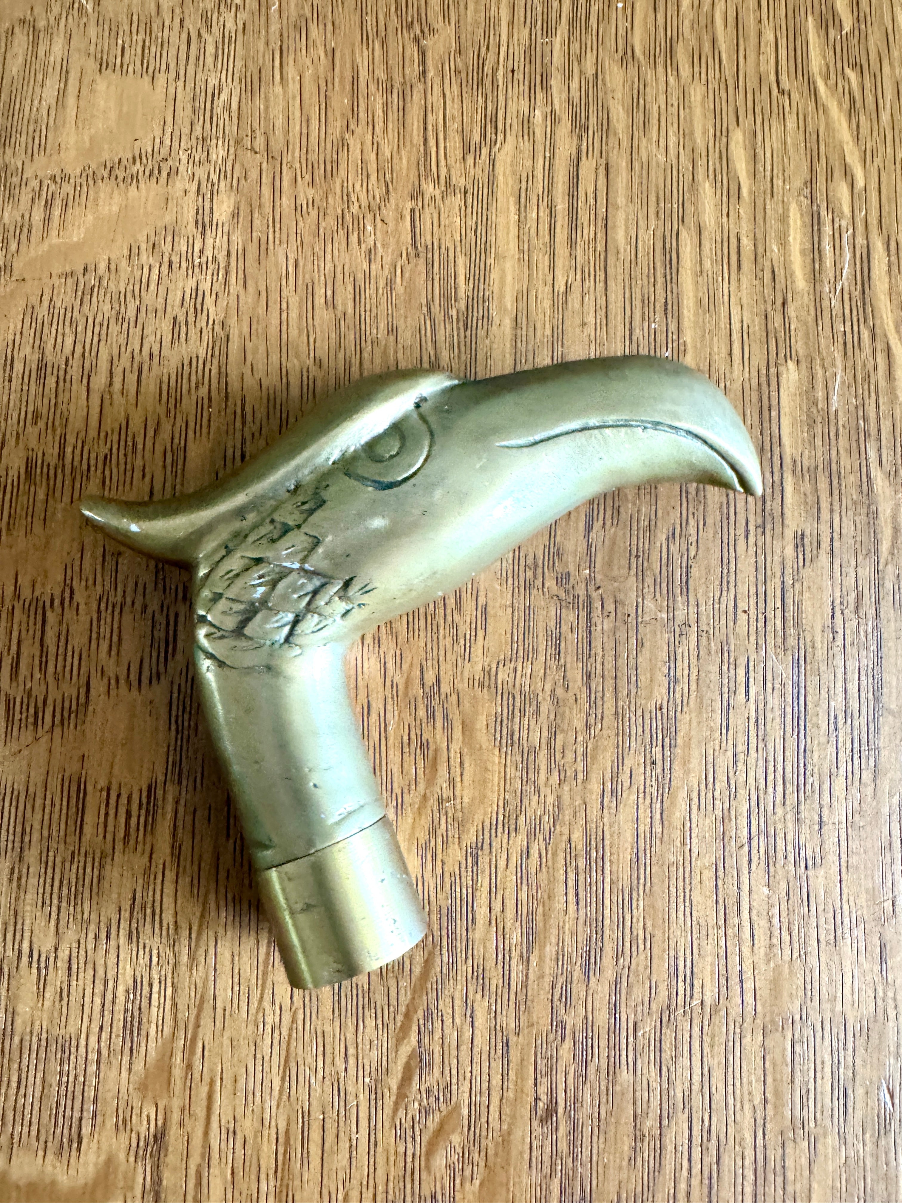 Vintage Brass Eagle Head Cane Handle ~ Hawk Head Walking Cane Handle