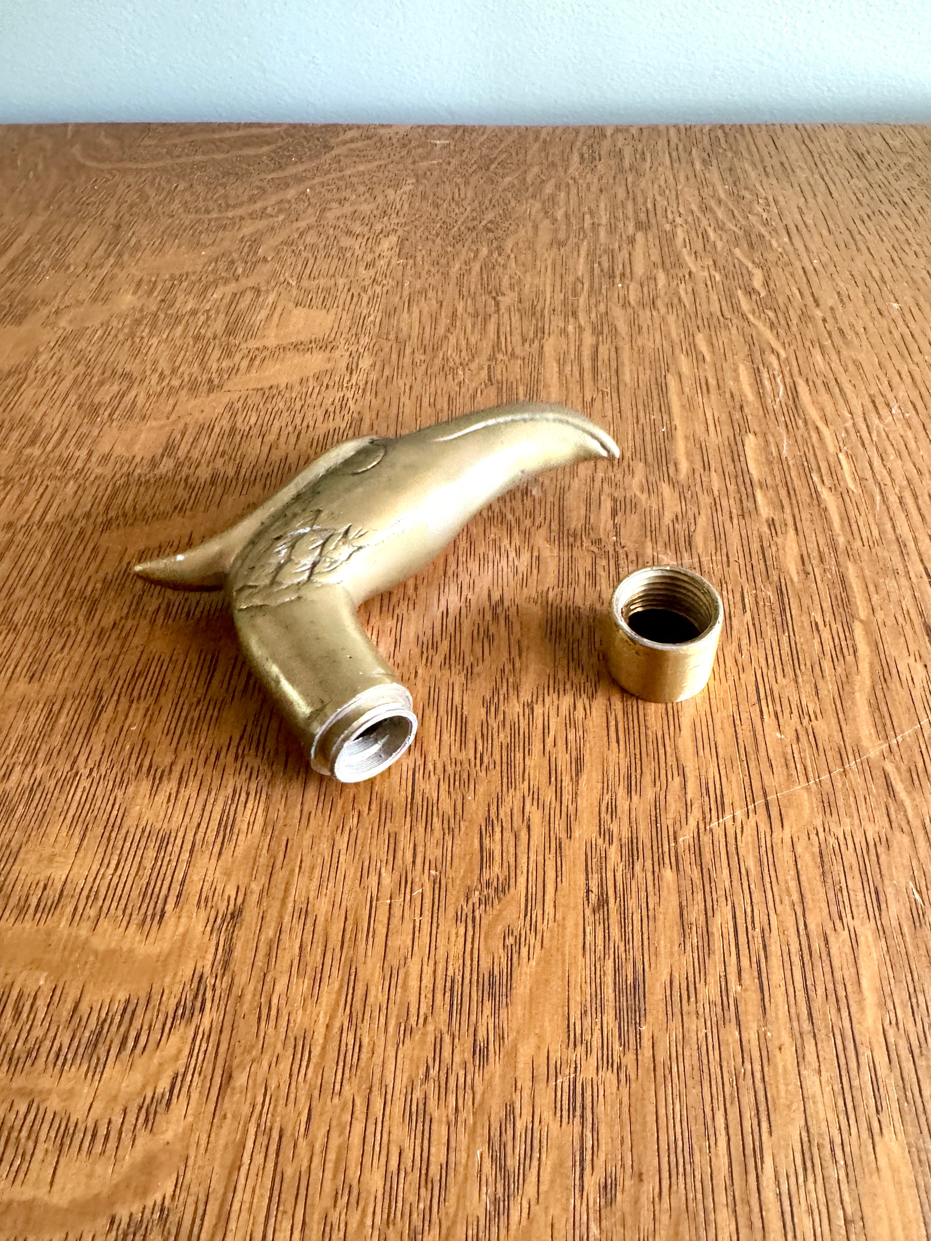 Vintage Brass Eagle Head Cane Handle ~ Hawk Head Walking Cane Handle