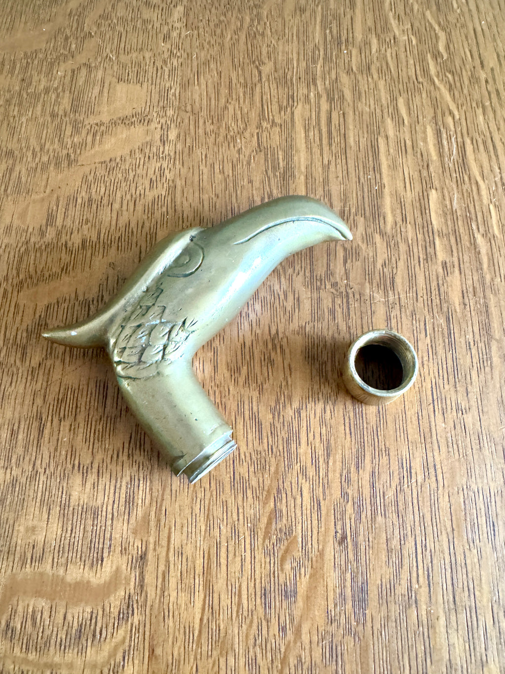 Vintage Brass Eagle Head Cane Handle ~ Hawk Head Walking Cane Handle