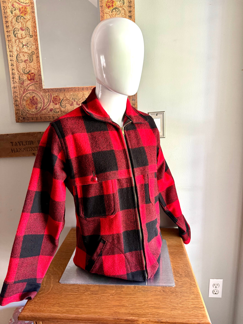 Vintage 50's Woolrich Wool Coat | Woolrich Hunting Jacket | Woolrich 124 Plaid Wool Blend Jacket | Buffalo Plaid Jacket | Made In USA