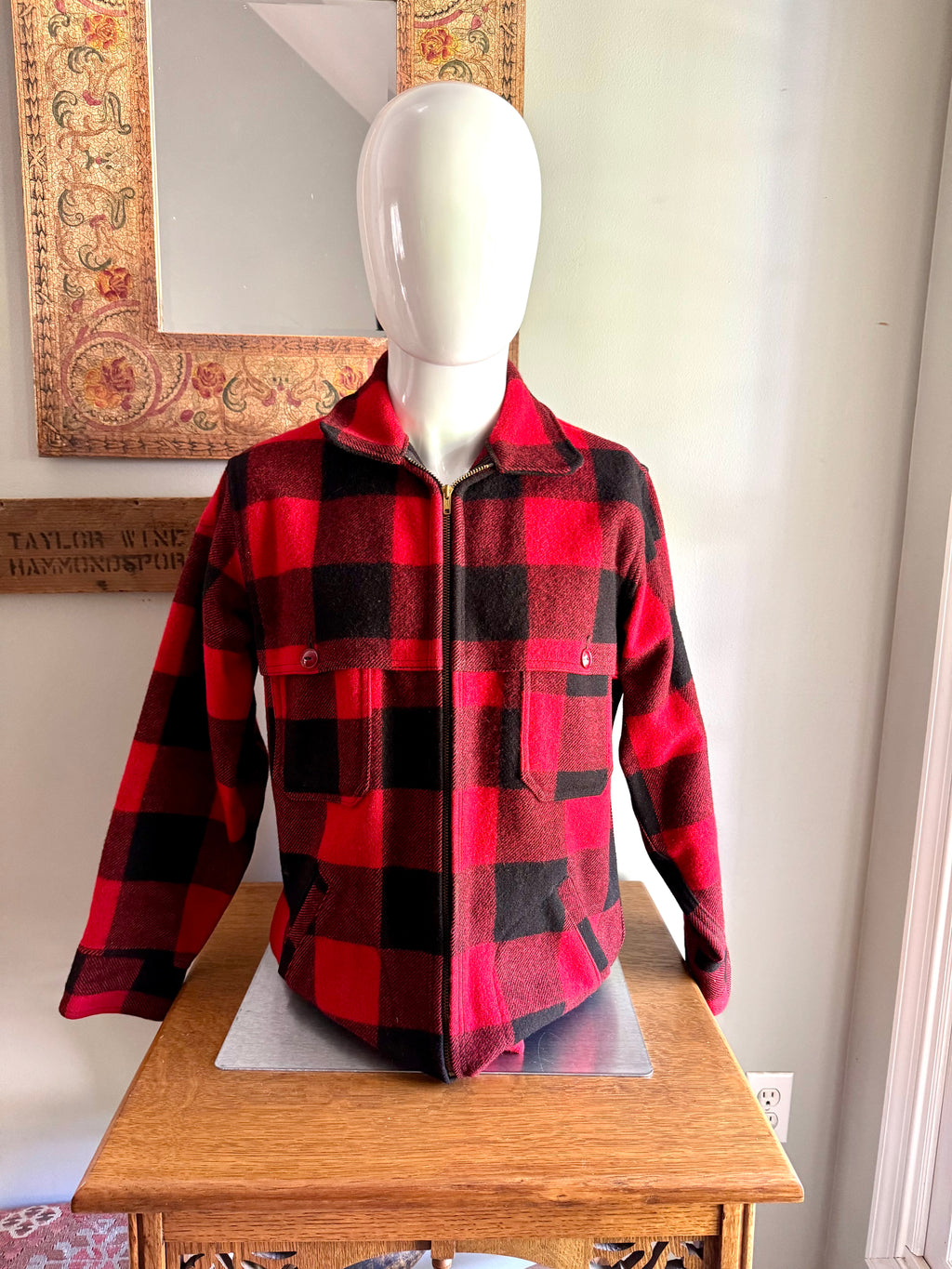 Vintage 50's Woolrich Wool Coat | Woolrich Hunting Jacket | Woolrich 124 Plaid Wool Blend Jacket | Buffalo Plaid Jacket | Made In USA