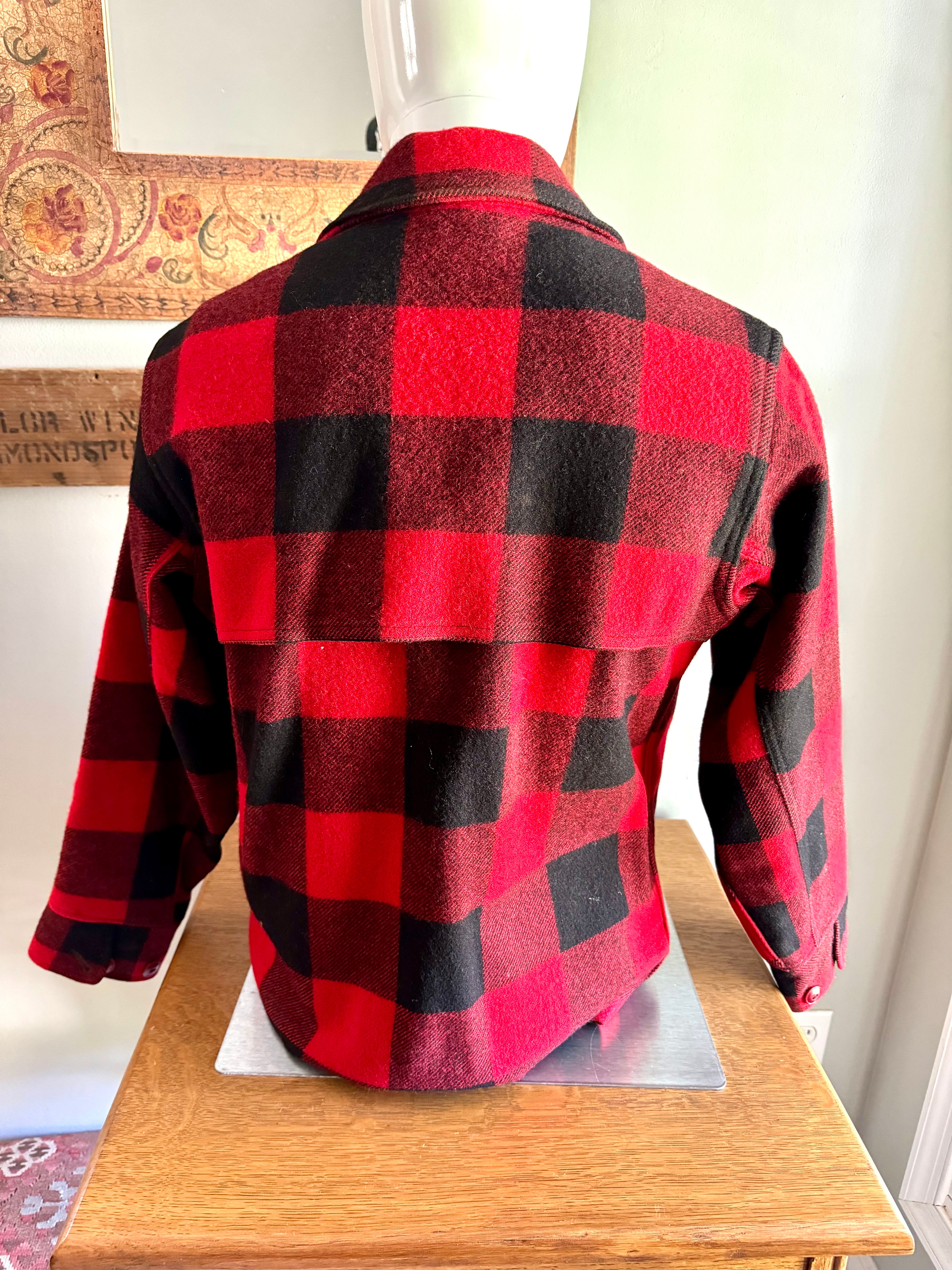 Vintage 50's Woolrich Wool Coat | Woolrich Hunting Jacket | Woolrich 124 Plaid Wool Blend Jacket | Buffalo Plaid Jacket | Made In USA