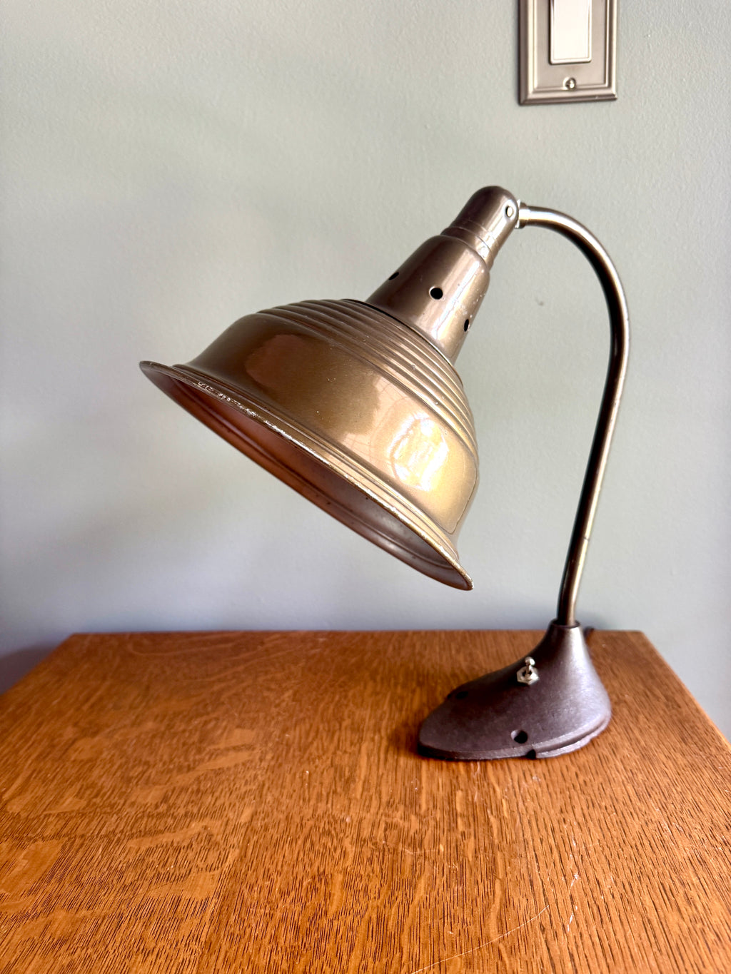 Mid Century Swivelier Co. Industrial Gooseneck Desk Lamp Work Light with Cast Iron Base