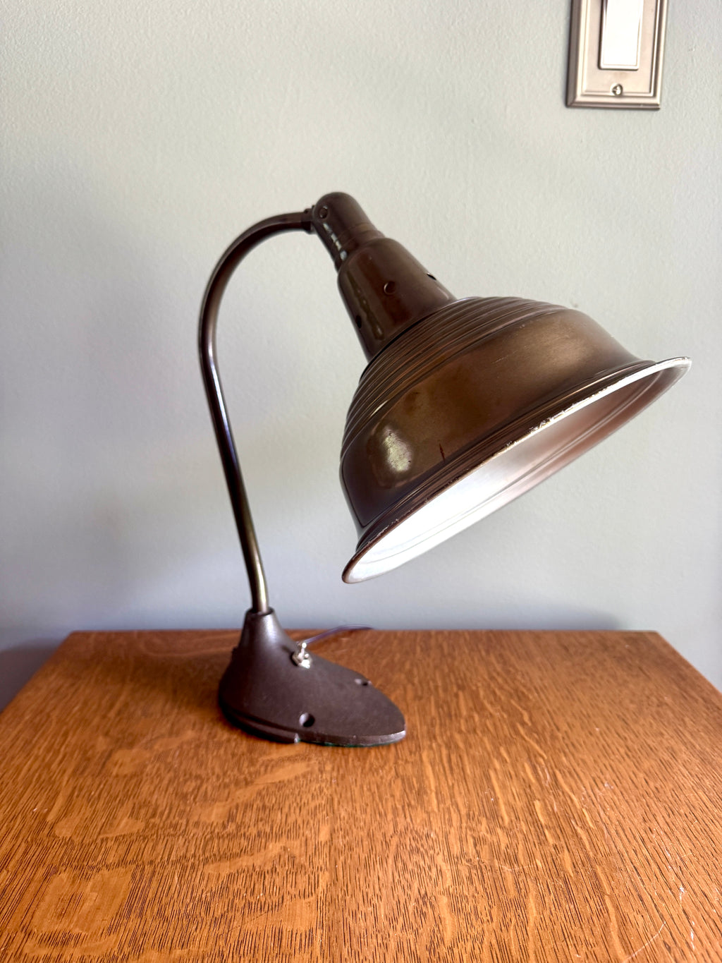 Mid Century Swivelier Co. Industrial Gooseneck Desk Lamp Work Light with Cast Iron Base
