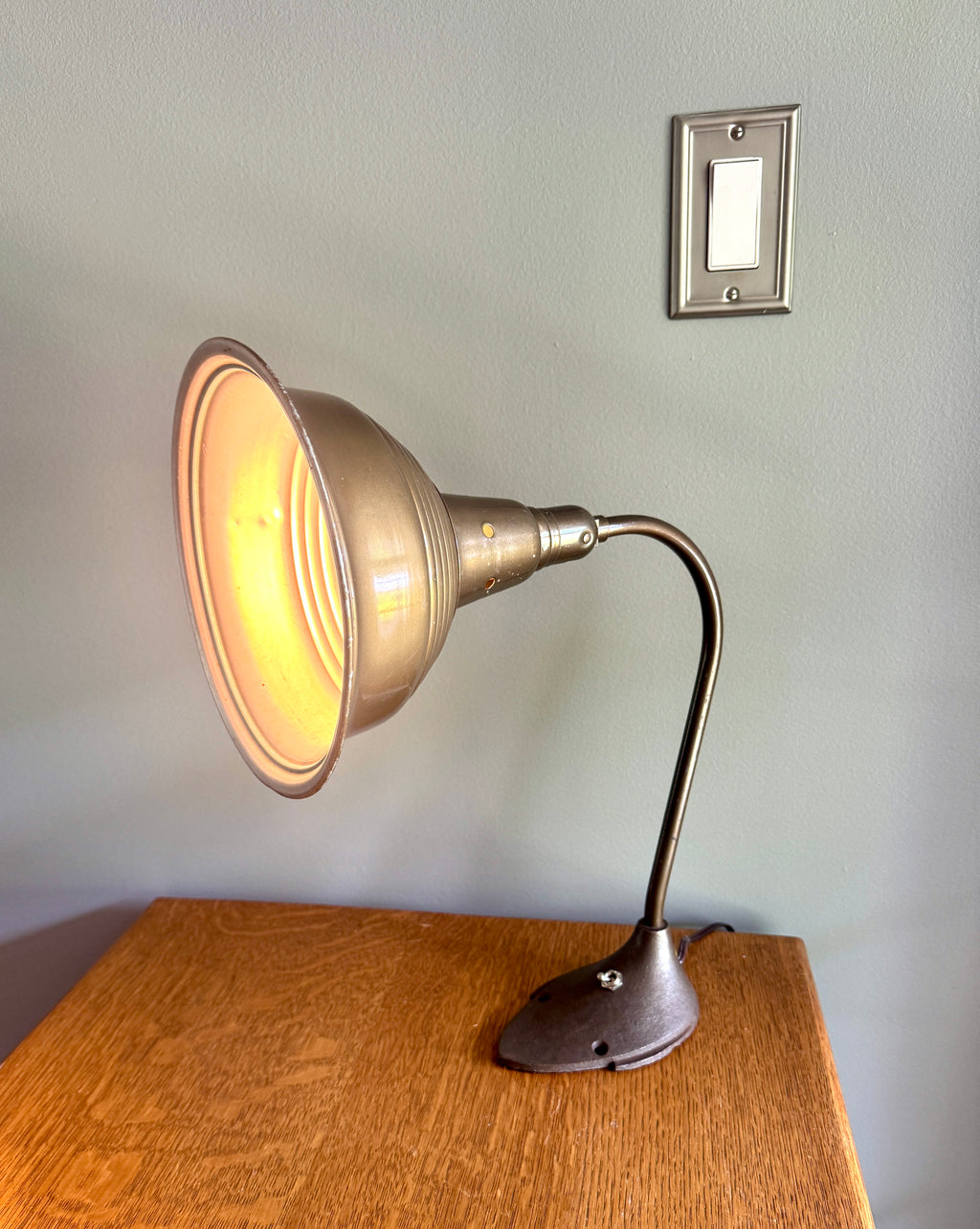 Mid Century Swivelier Co. Industrial Gooseneck Desk Lamp Work Light with Cast Iron Base