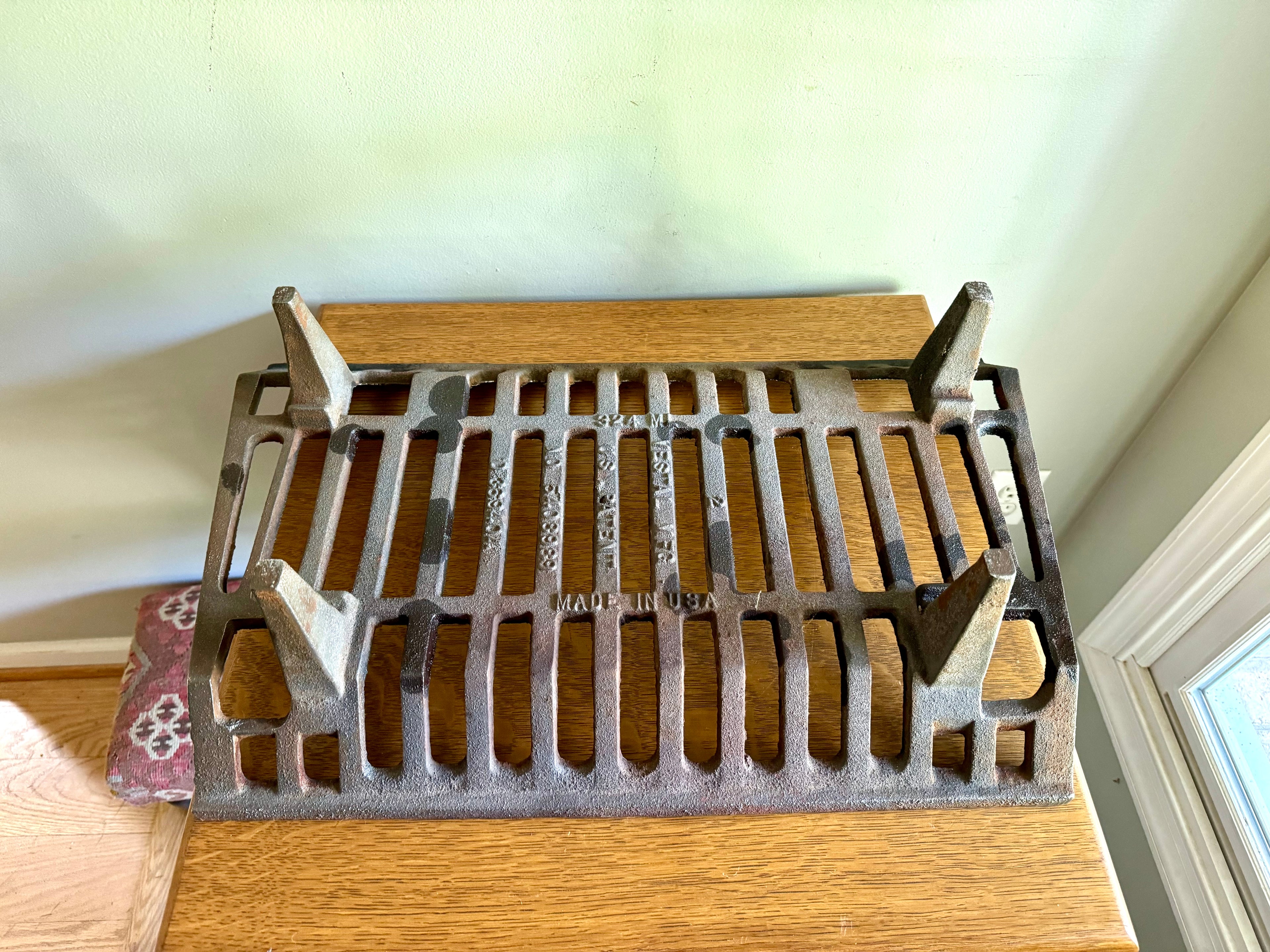 Vintage Vestal MFG. Fireplace Grate | Vestal 324ML Cast Iron Fireplace Grate | Rustic Cast Iron Fireplace Grate