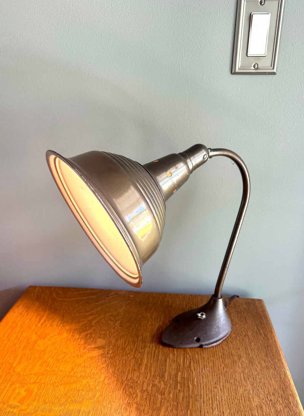 Mid Century Swivelier Co. Industrial Gooseneck Desk Lamp Work Light with Cast Iron Base